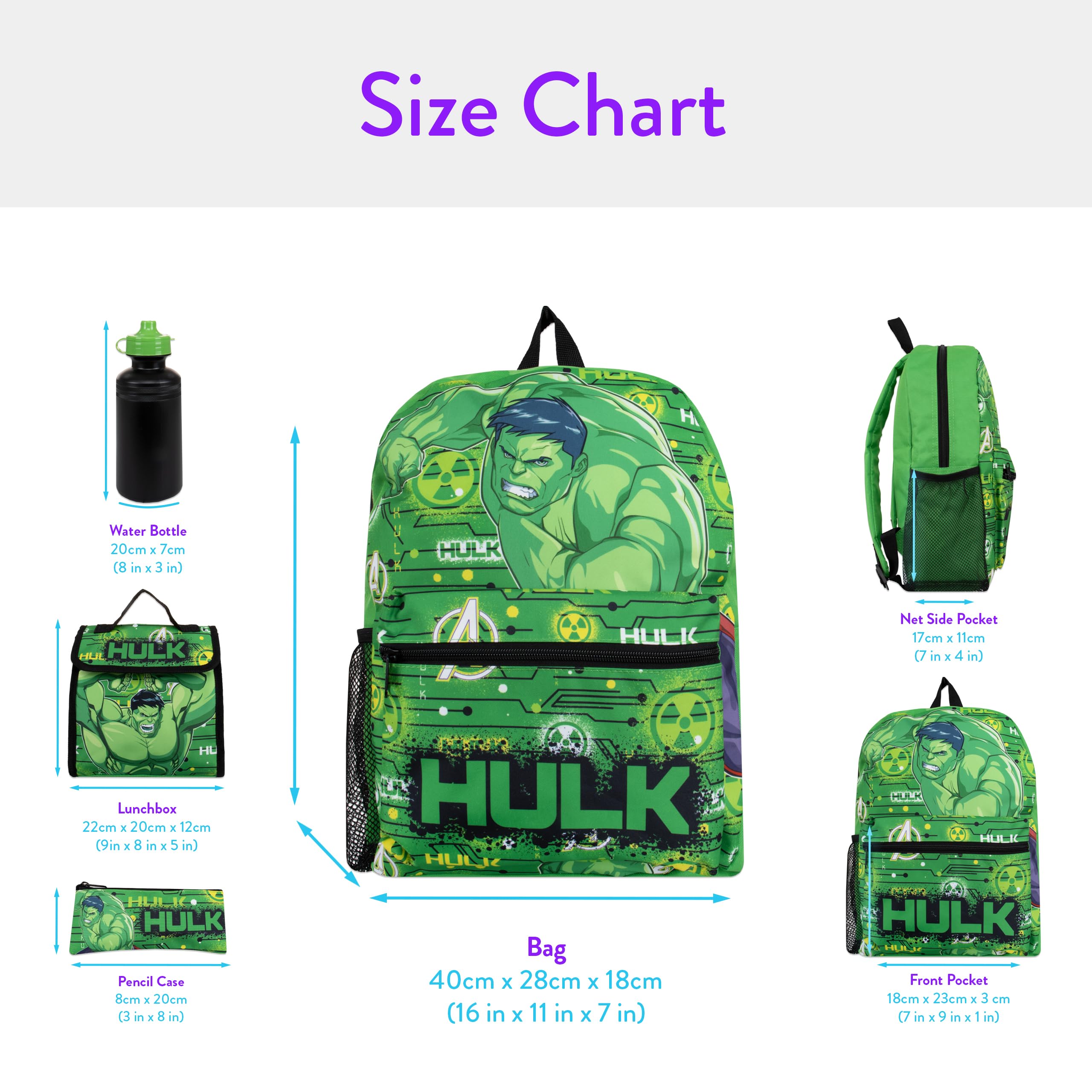 Marvel Supereroi Personaggi | Zaino Hulk | Zainetto Hulk | Borsa Bambino | Zaino Con Astuccio | Set Asilo | One Size Verde