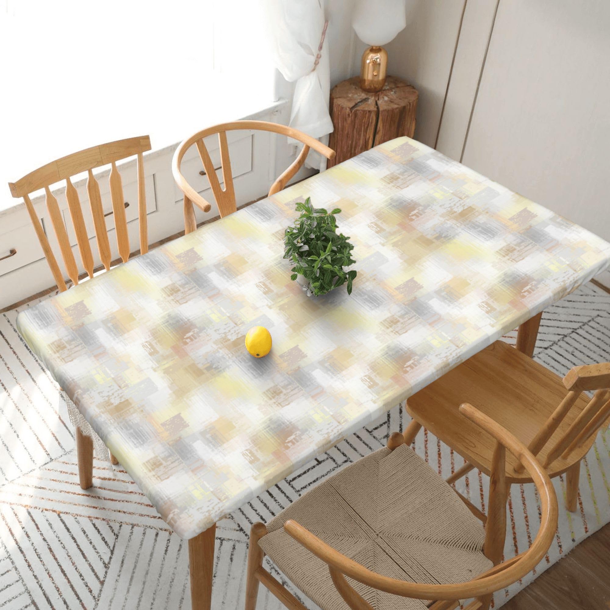 Nappe imperméable à carreaux 152 cm anti-tache pour table de salle à manger