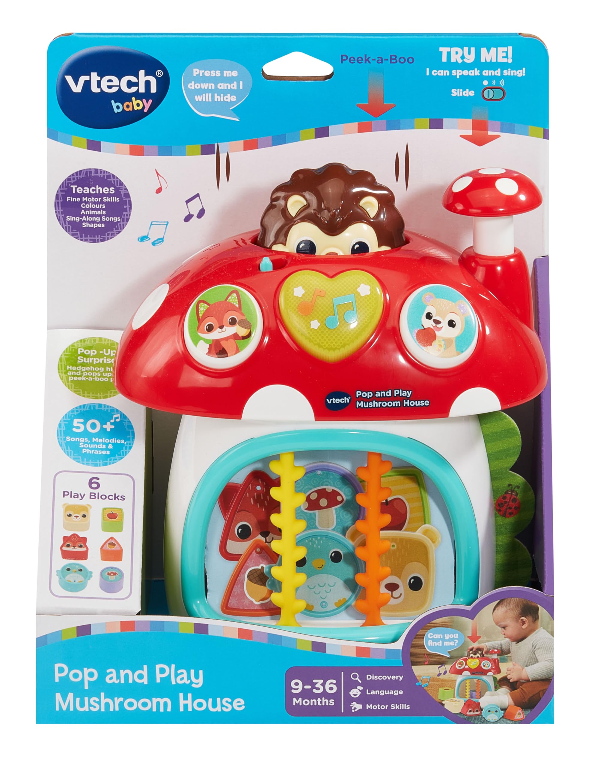 VTech Baby Pop & Play Mushroom House, Includes 6 Block Play Pieces, Develops Fine Motor Skills, Includes Songs & Melodies - Image 4