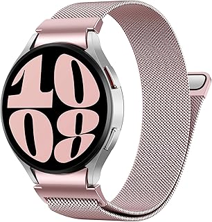 سوار شبكة من دلـع موبايلك متوافق مع ساعات سامسونج جالاكسي 7 و6 و5 و4 وكلاسيك وبرو، مصنوع من الفولاذ المقاوم للصدأ، لون فضي، للجنسين، مقاس 130-210 ملم