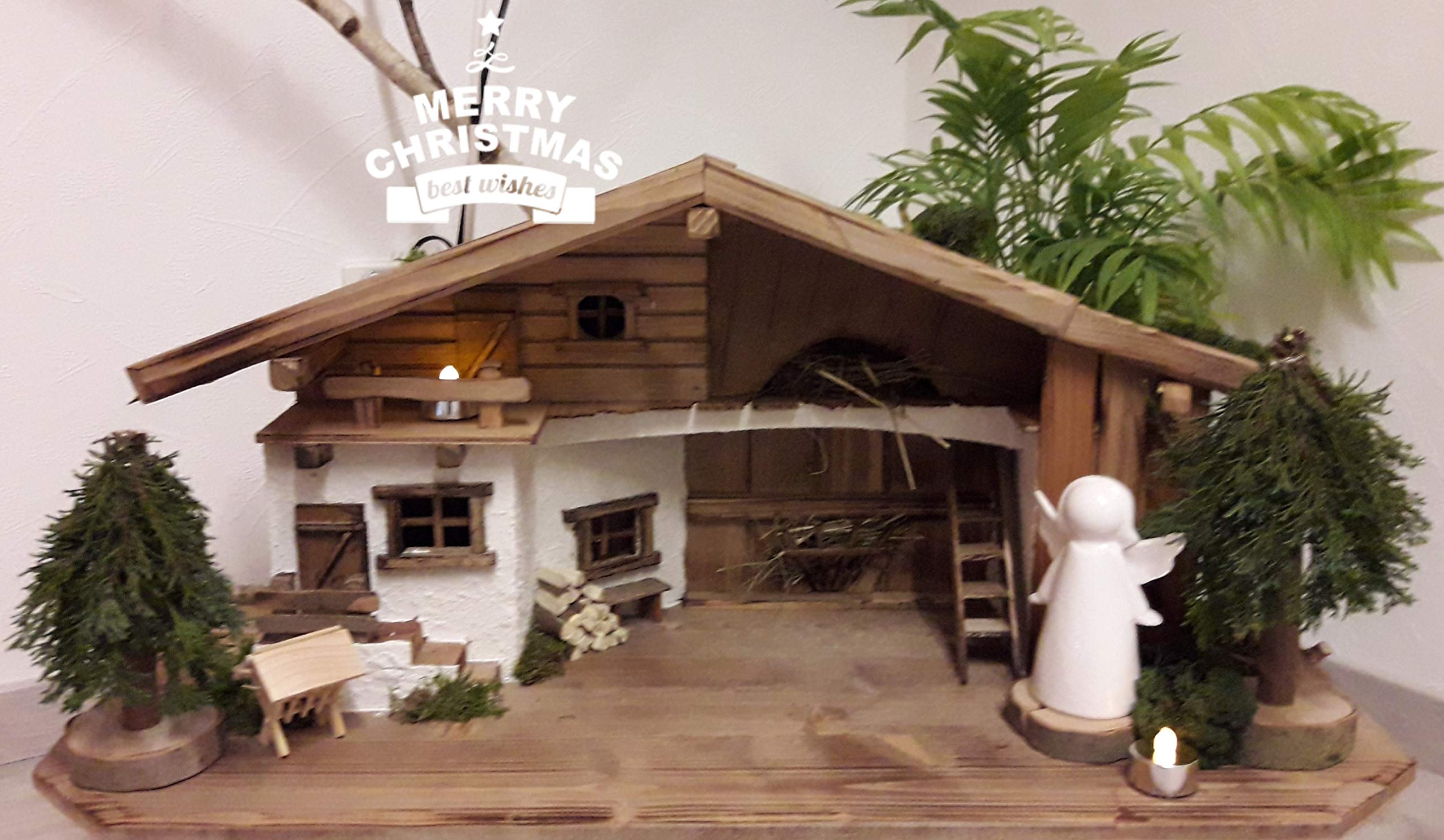 Große Weihnachtskrippe (W11)-Krippe Krippenstall Weihnachten-Weihnachtskrippen