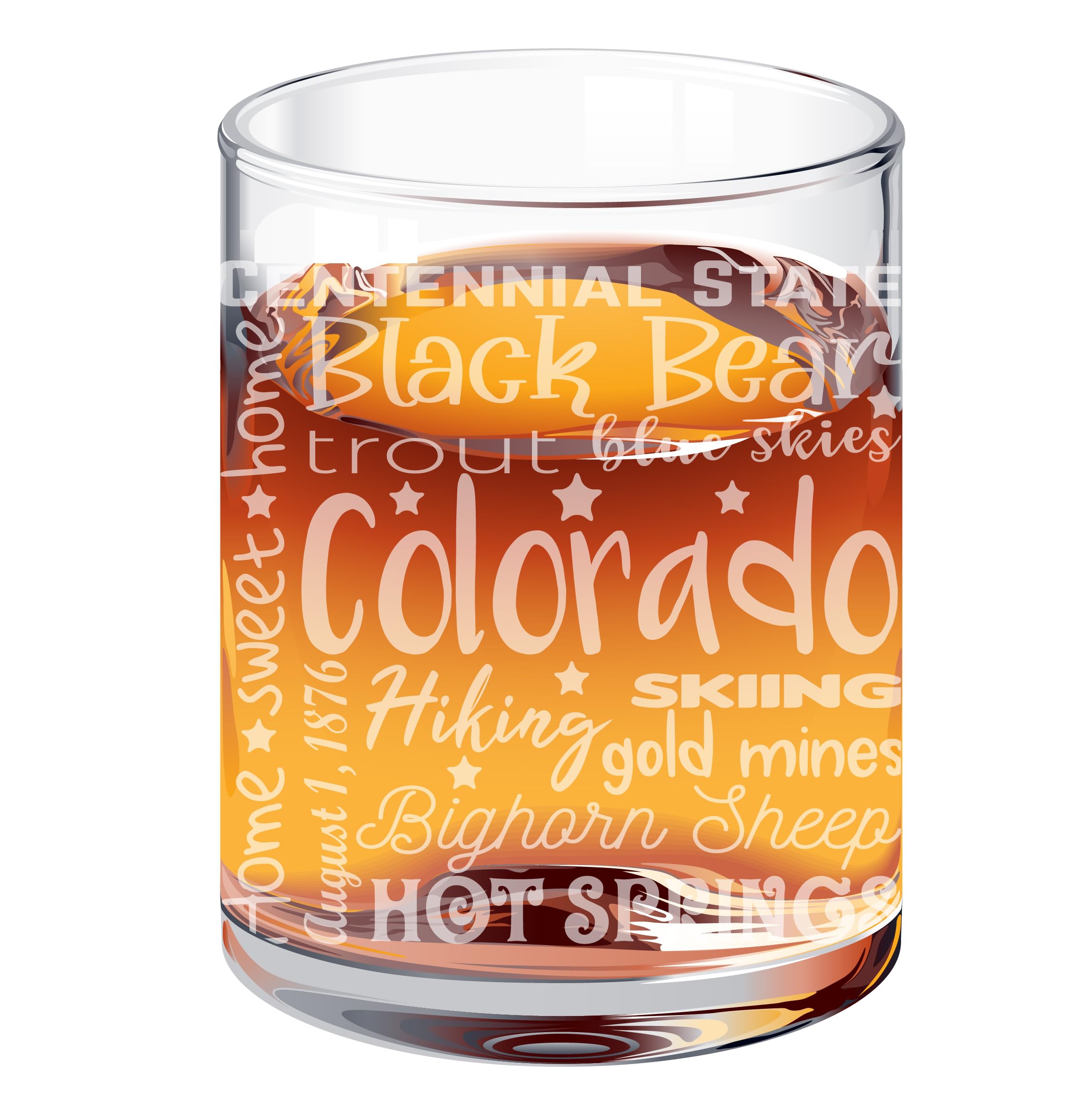 Colorado Engraved Whiskey Glass, Your State Glass Gift for Men, Personalized Whiskey Glass
