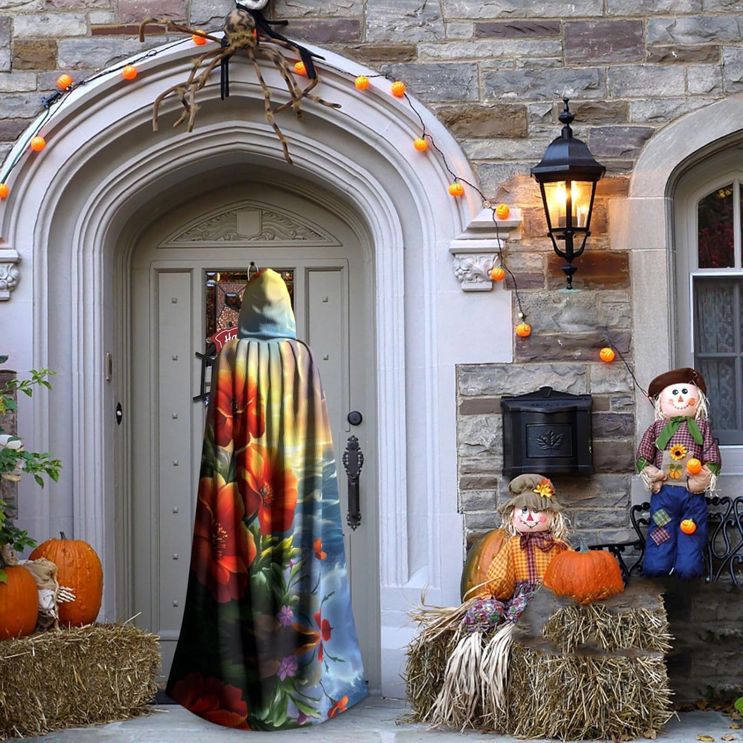 Sunset Cloud Flower Sea Unique Darkness Poncho Shawl - Customizable Wearable Blanket for Women, Perfect Halloween Costume Accessory, Knight, Akatsuki, and More