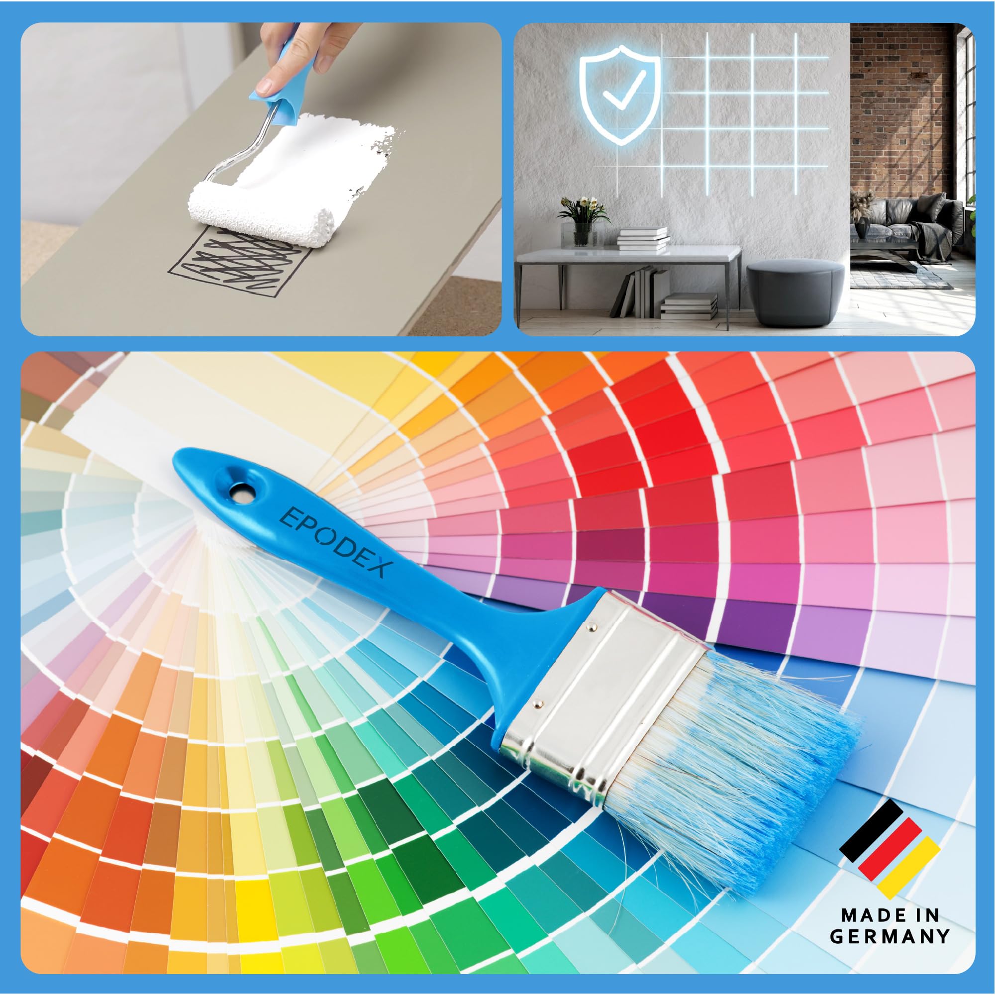 EPODEX Latexfarbe matt - Elfenbein – Pastell+ | Abwaschbare Wandfarbe, strapazierfähig, atmungsaktiv & geruchsneutral, Innenbereich, 3kg - 25m² bei einmaligem Anstrich
