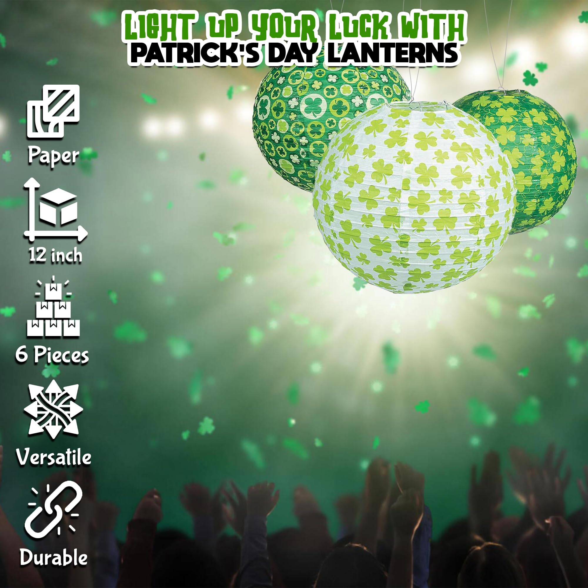St Patrick's Day Hanging Paper Lantern (set of 6) Party Decor