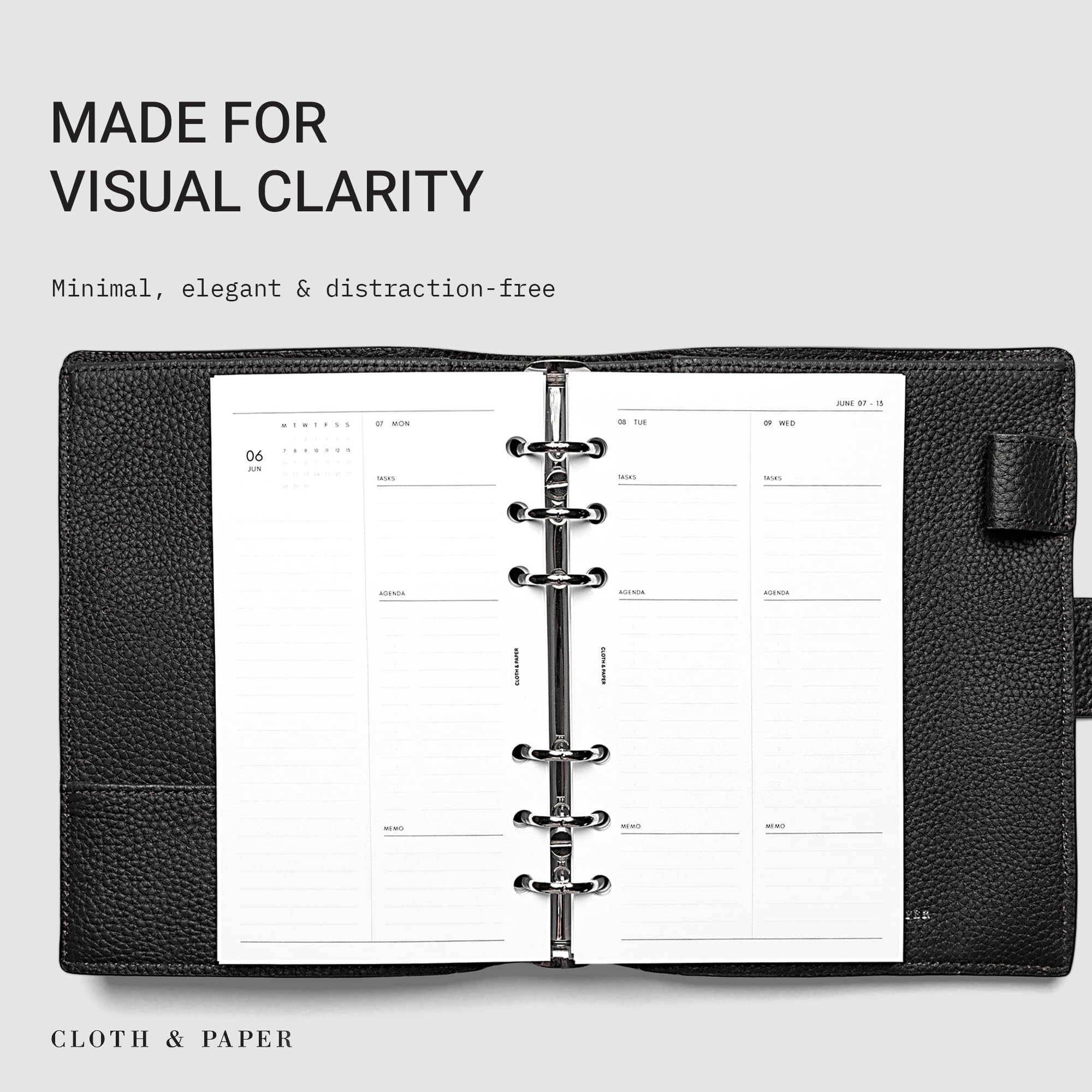 Cloth & Paper Inserti per agenda giornaliera 2027, inizio lunedì, ricarica per planner personale, layout con due giorni per pagina, copertine mensili, pagine per appunti, vacanze e ricorrenze, anno a