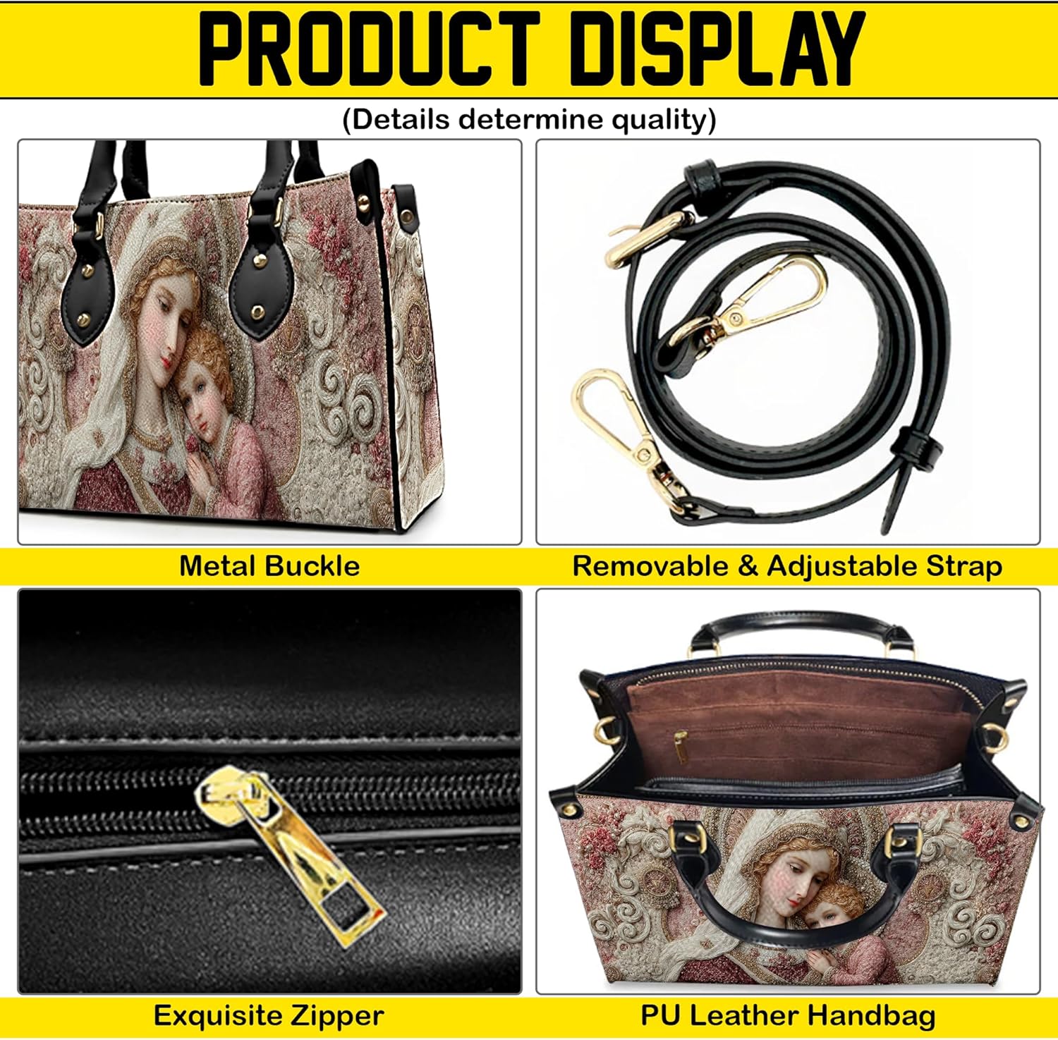 Personalzied Virgin Mary Handbags for Women, Catholic Virgin Mary Leather Bags, Bible Purse, Gifts for Christians - Image 6