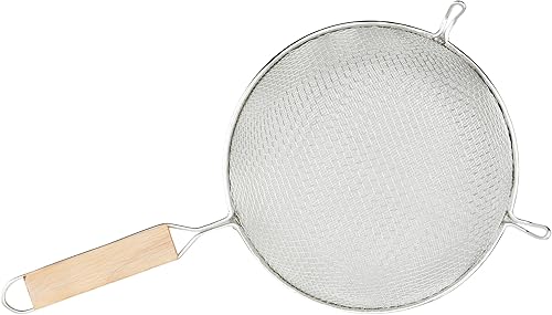 Miniatura 4 de Winco Colador, 8.0 in de diámetro, malla doble fina, mediano, estaño, marrón