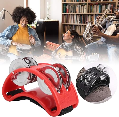 Miniatura 2 de Tambor de caja de cajón de pandereta, tambor de caja elíptica soportable, crujiente fácil de poner y quitar para la banda de KTV (rojo)