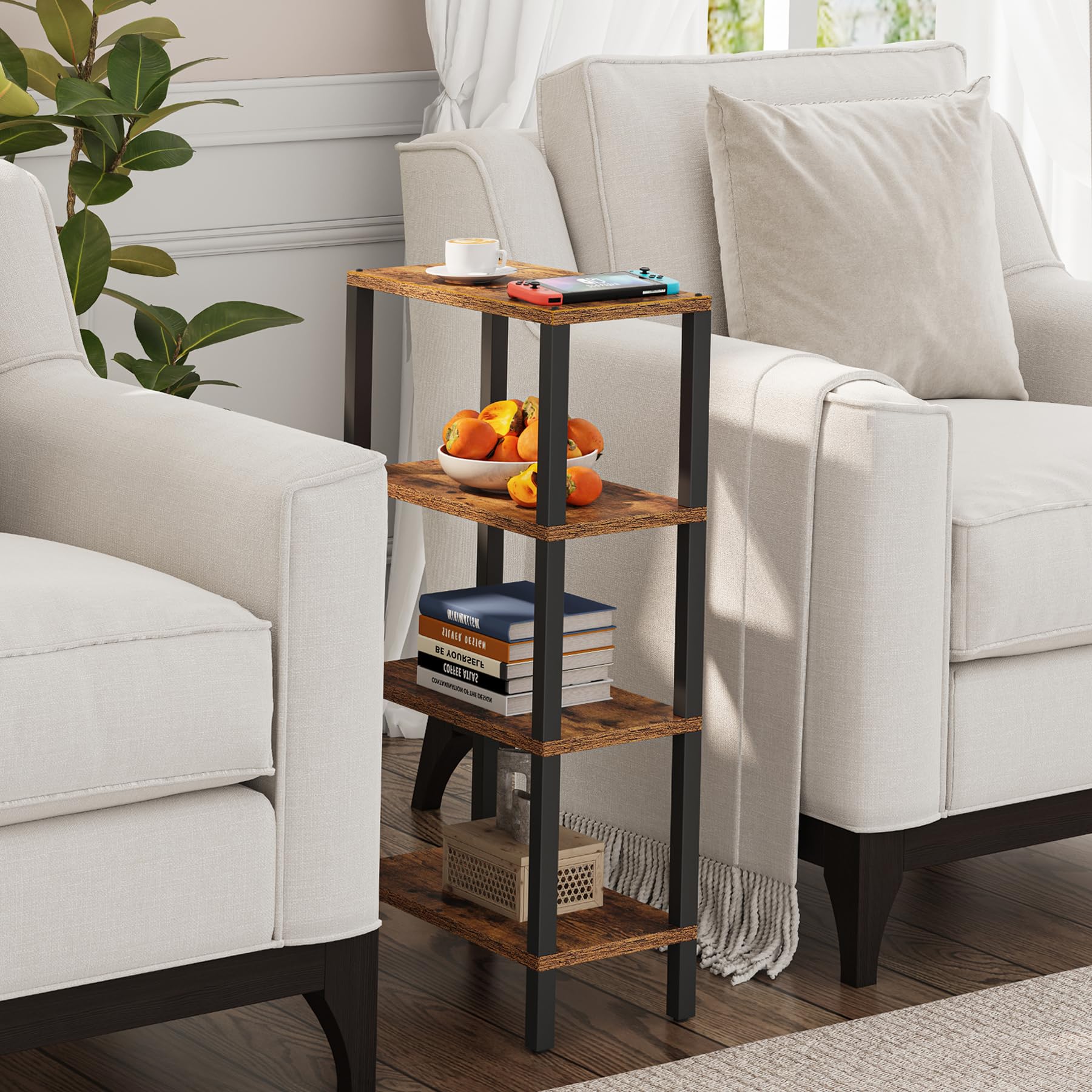 Rustic End Table Magazine Rack