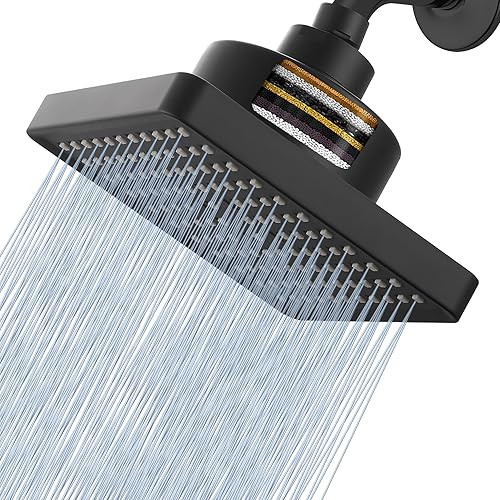Cabezal de ducha de lluvia de alta presión con filtro  Filtro cuadrado de 6 pulgadas para eliminar el cloro y sustancias nocivas, mejorar los
