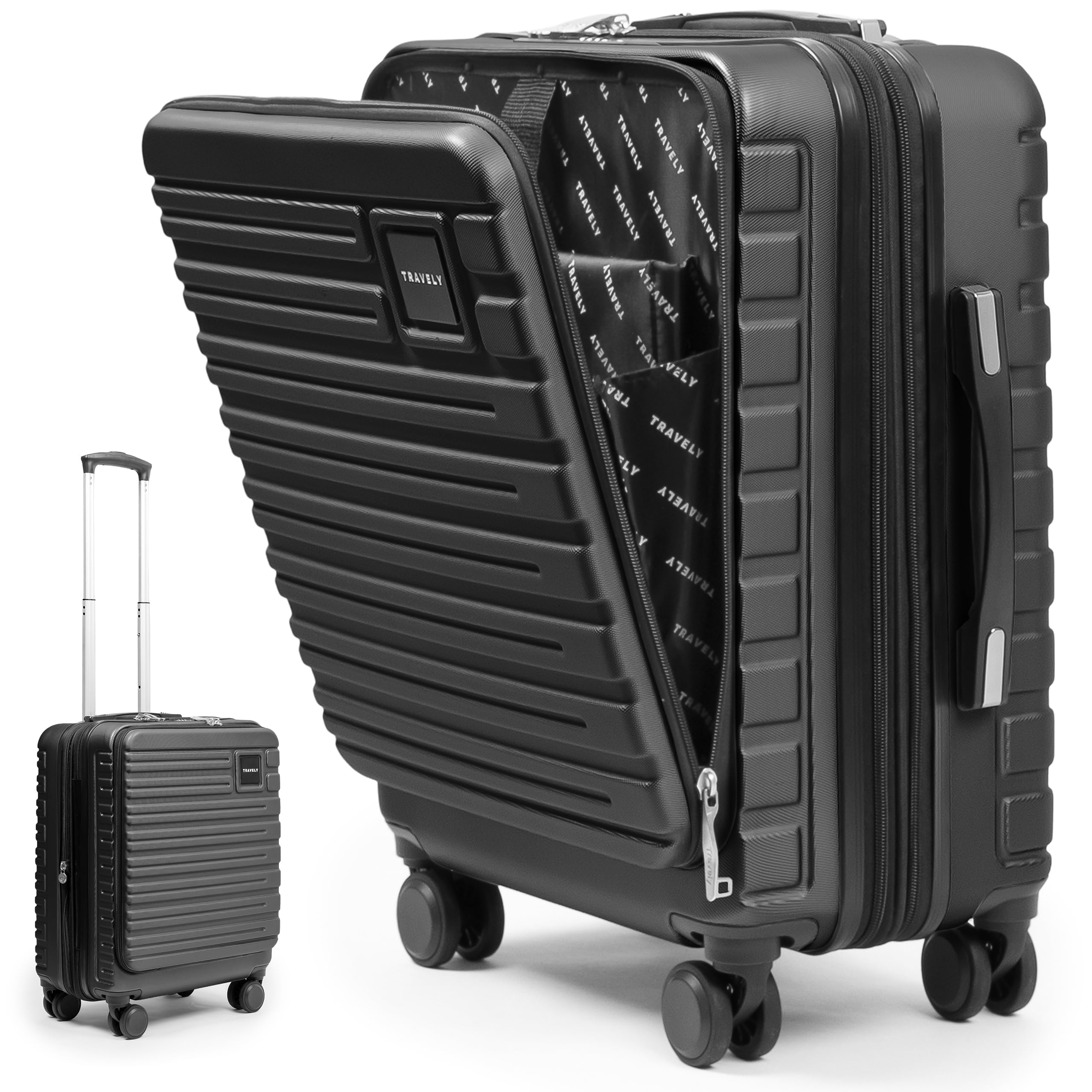Travely Premium Handgepäck 55x40x23cm erweiterbar, passend für Lufthansa, Eurowings und co. I 41L - 50L Handgepäck mit sanften Rollen und praktischem TSA Schloss, Reise