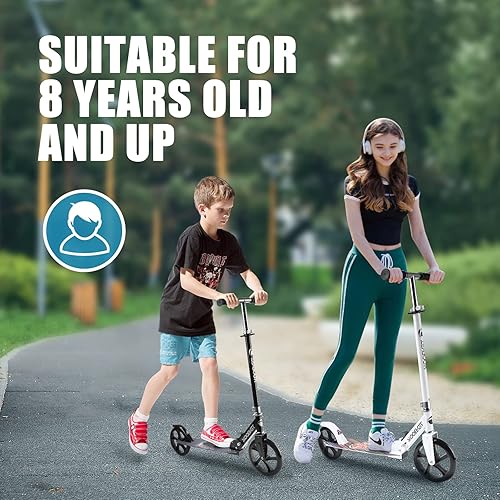 Miniatura 5 de TENBOOM Patinete para mayores de 6 años, niños, adolescentes y adultos. Carga máxima de 200 libras. Ruedas grandes de 8 pulgadas para niños,