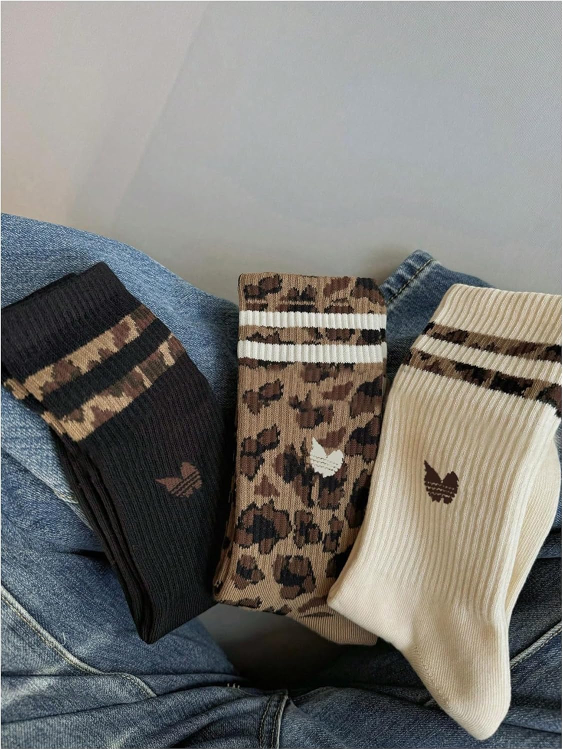 Milumia Women's 3 Pairs Leopard Print Crew Socks Novelty Funny Casual Ankle Socks - Image 4