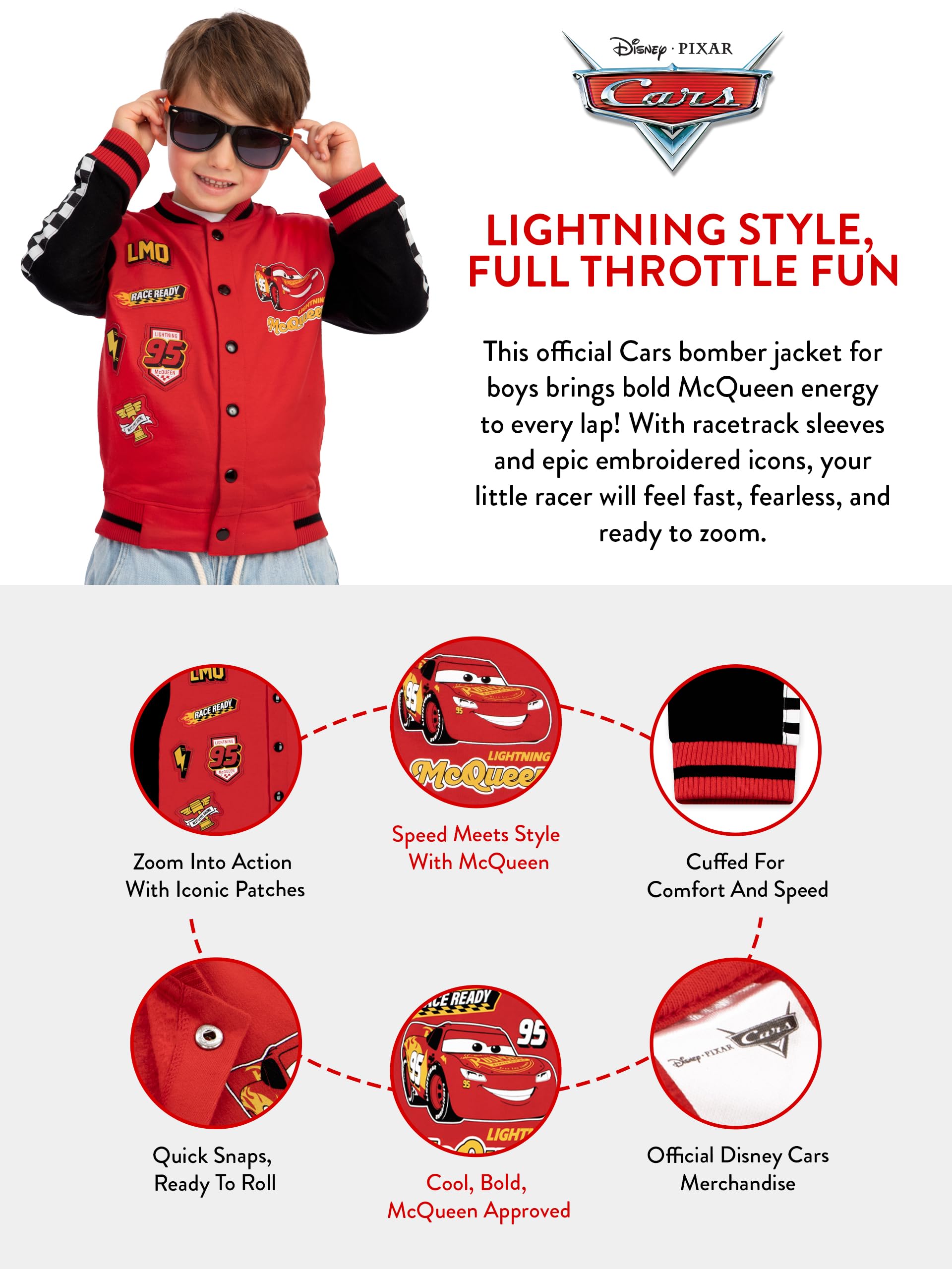 Disney Cars Blouson Bombardier Veste Enfant Garcon Lightning McQueen