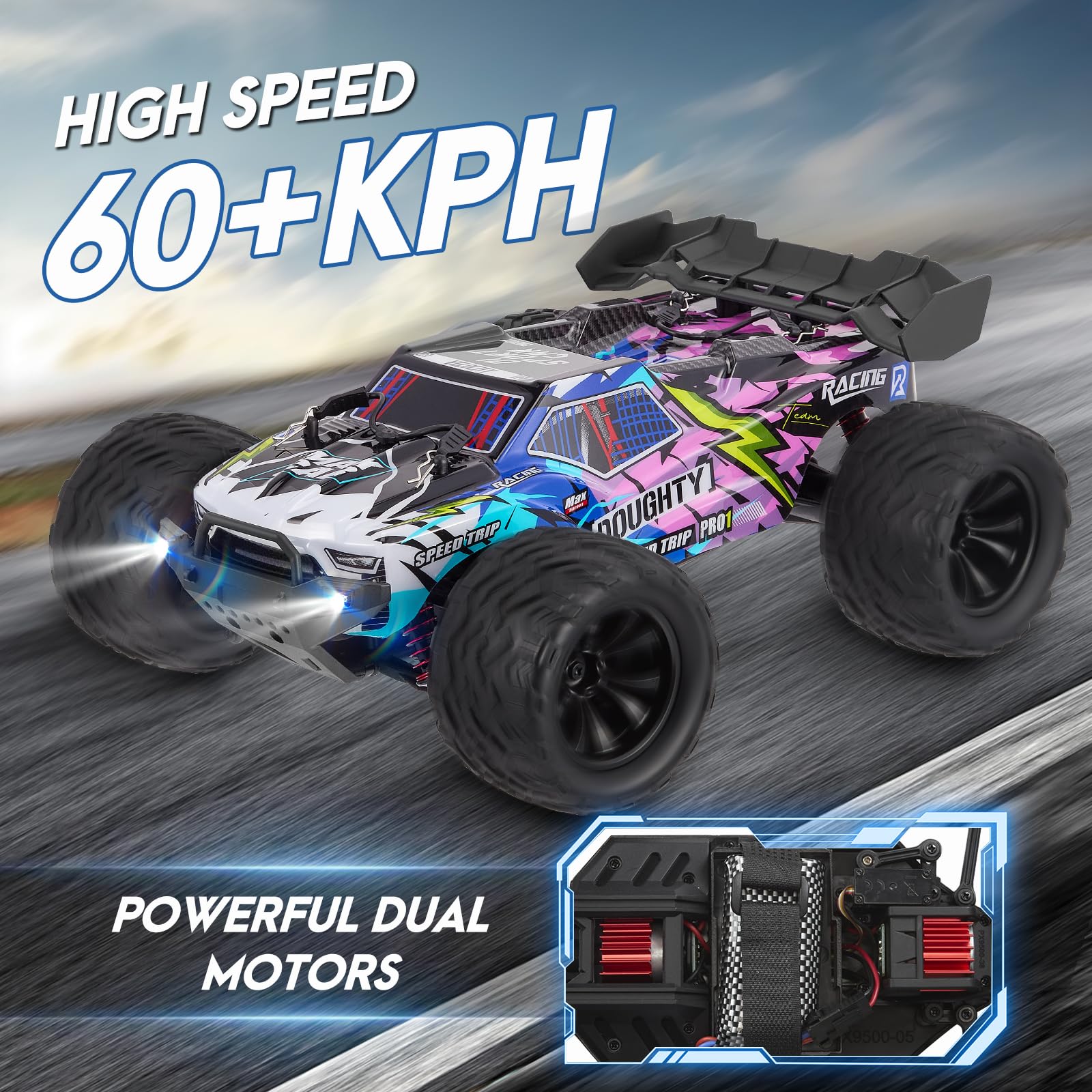 Coche teledirigido, 4WD RC Auto 1:16 40 km/h, alta velocidad, 2,4 GHz, coche de carreras, resistente al agua, todoterreno, regalo de juguete, doble cuerpo 9501E Coche teledirigido, 4WD RC Auto 1:16 40 km/h, alta velocidad, 2,4 GHz, coche de carreras, resistente al agua, todoterreno, regalo de juguete, doble cuerpo 9501E