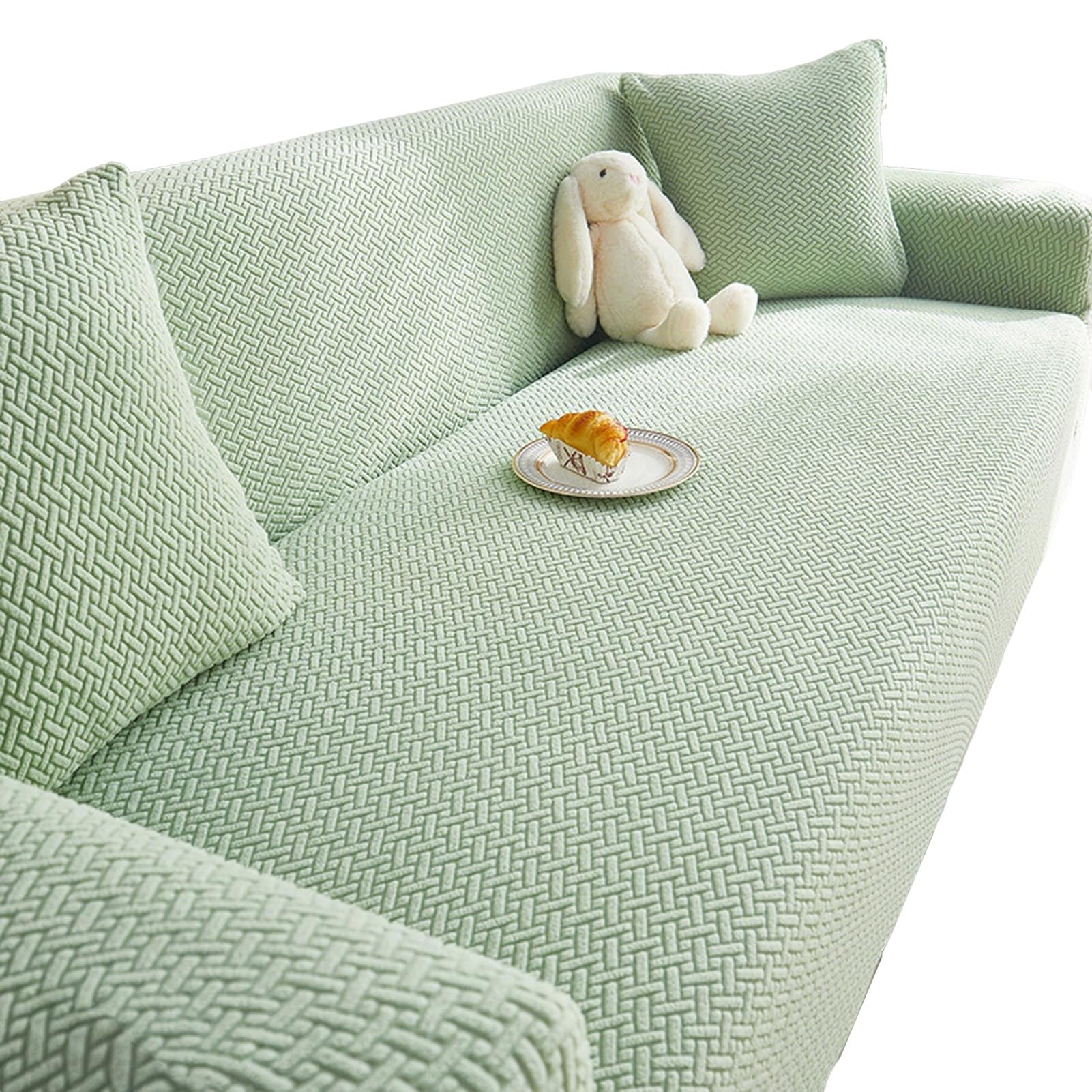 Housse de canapé extensible en velours 2 places pour salon en L