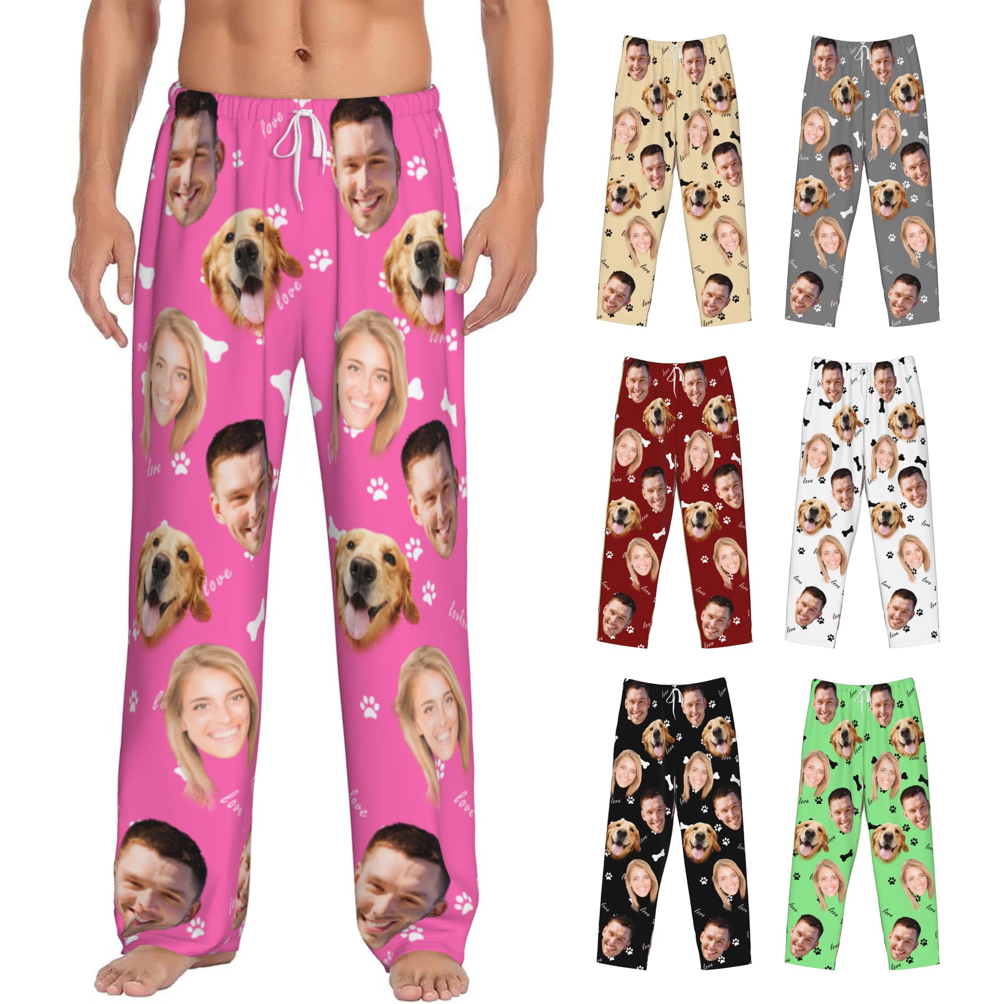 Custom Pajama Pants with Pockets for Women Men Personalized Plaid Pajama Pants with Face Photo Christmas Pajamas Multi Size