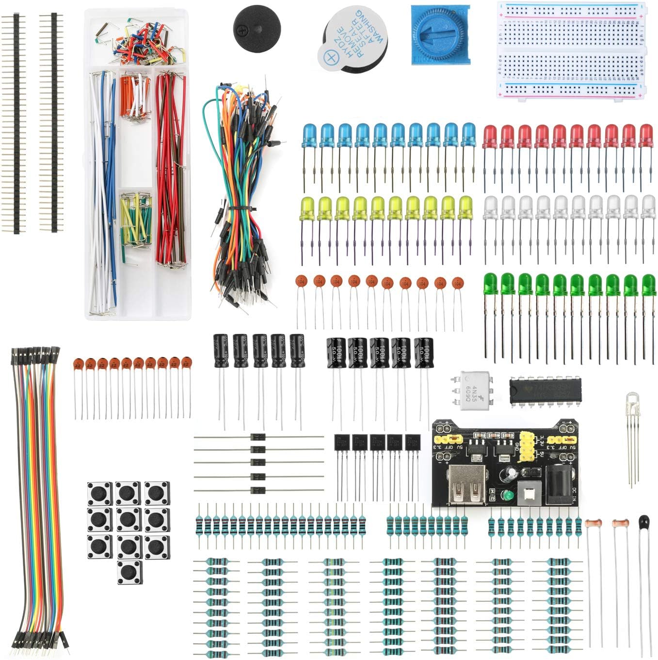 Arduino Electronic Fun Kit Bundle | Basic Electronics Components Kit | for Arduino, Raspberry Pi, STM32 | Power Supply Module, Power Adaptor, Jumper Wire and …