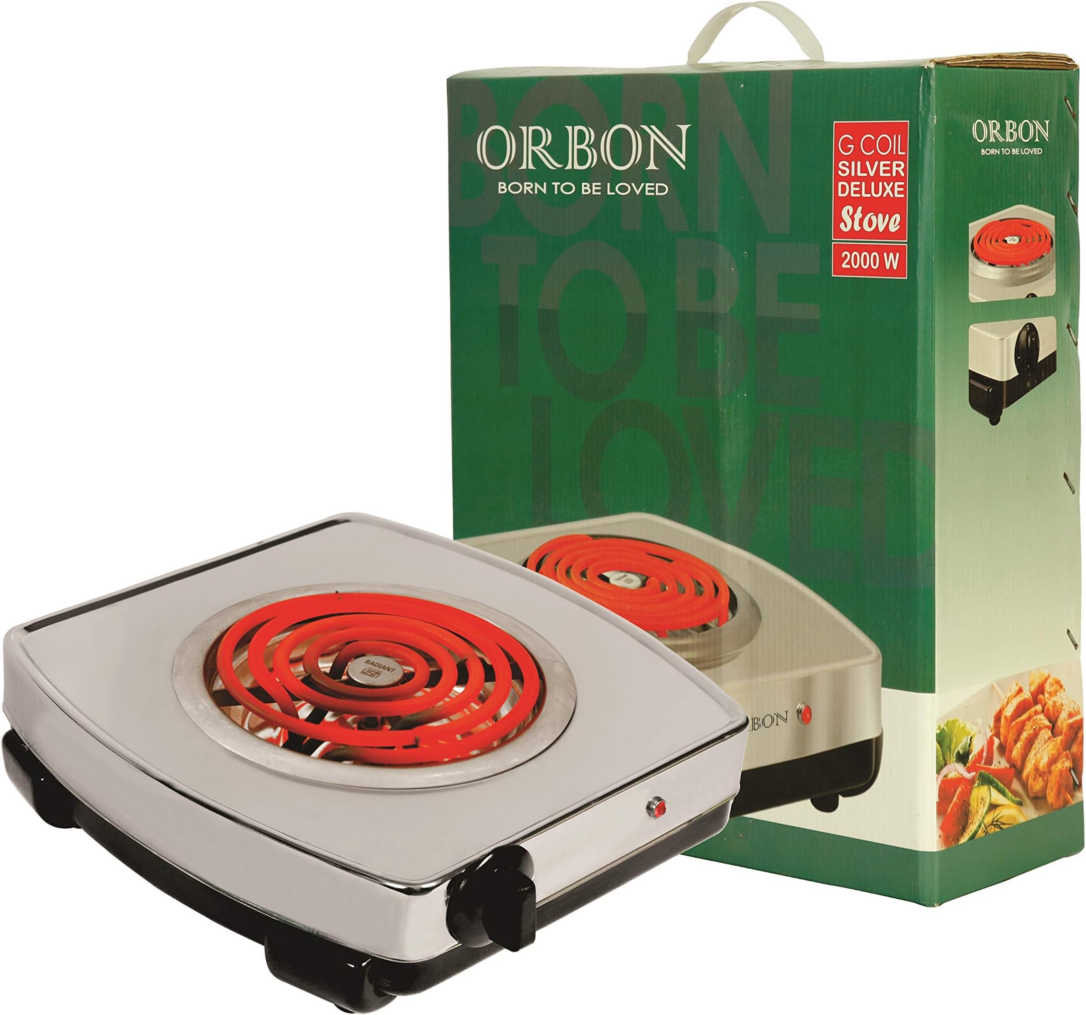 ORBON Klassic Heavy Duty 2000 Watts Electric Coil Cooking Stove | Electric Cooking Heater | Induction Cooktop | G Coil Hot Plate Cooking Stove | Works With All Metal Utensils & Cookwares (Silver)