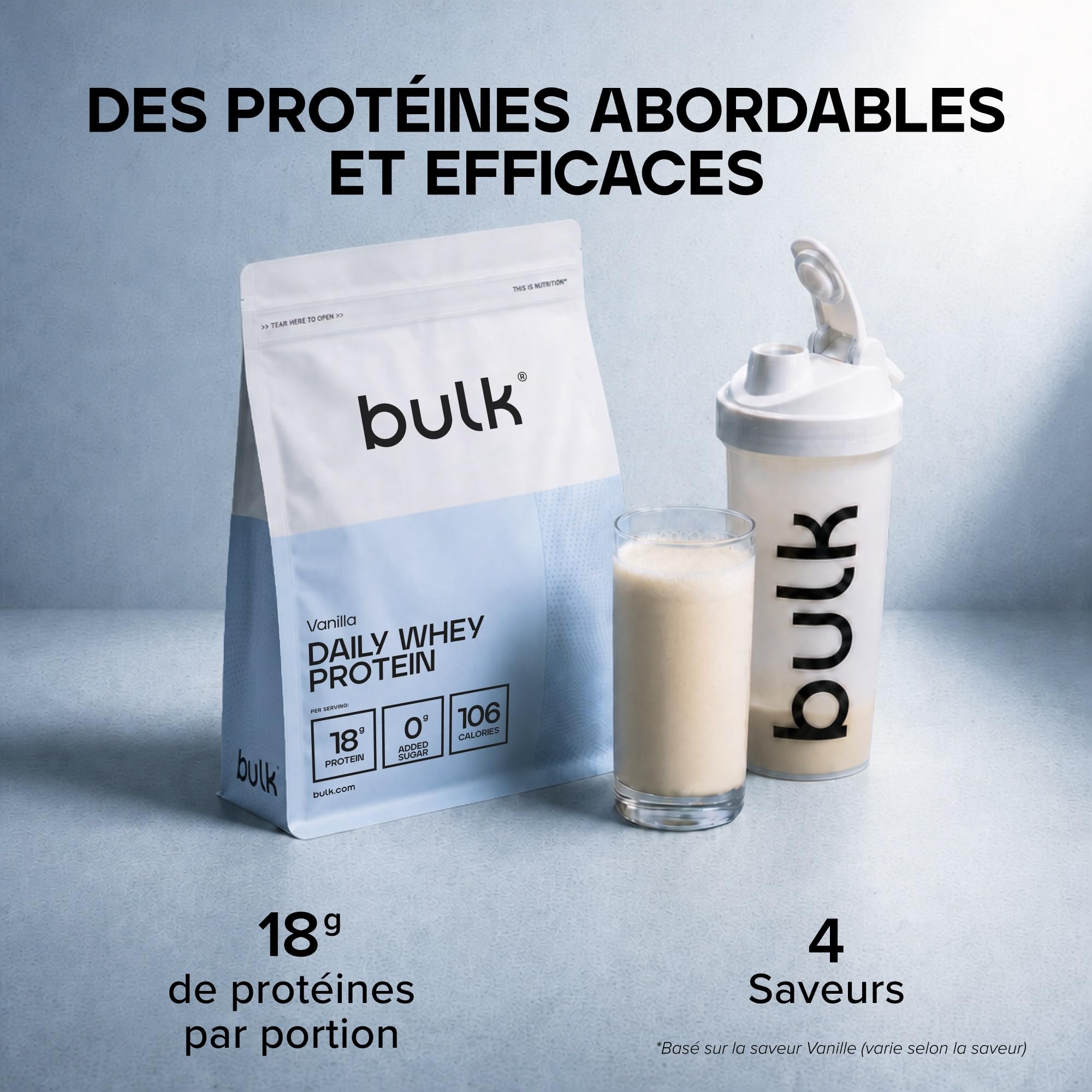 Bulk Daily Whey Protéine en Poudre, Vanille, 2kg