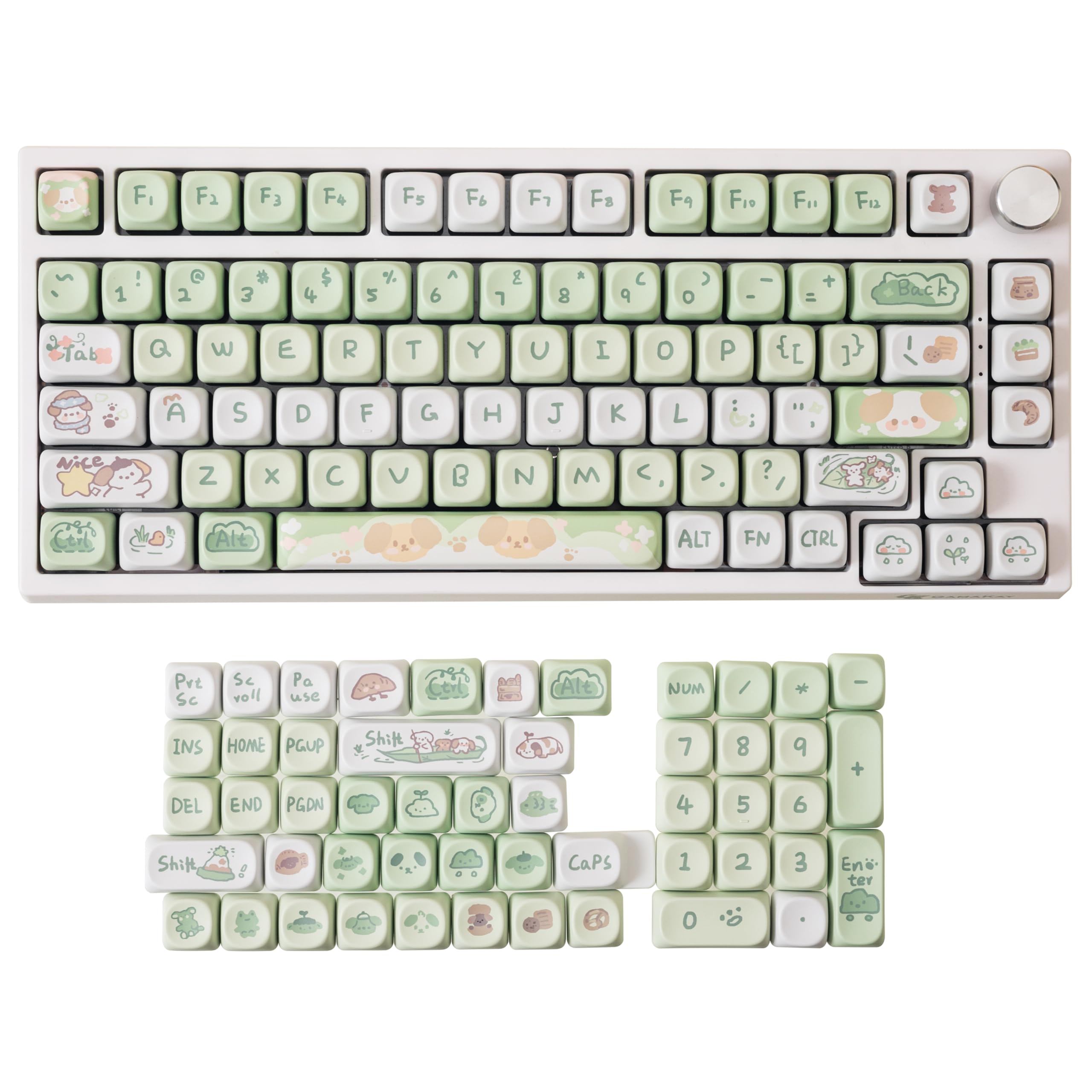 Amazon.com: GK GAMAKAY 132 Keys Green White Keycaps Set, MOA