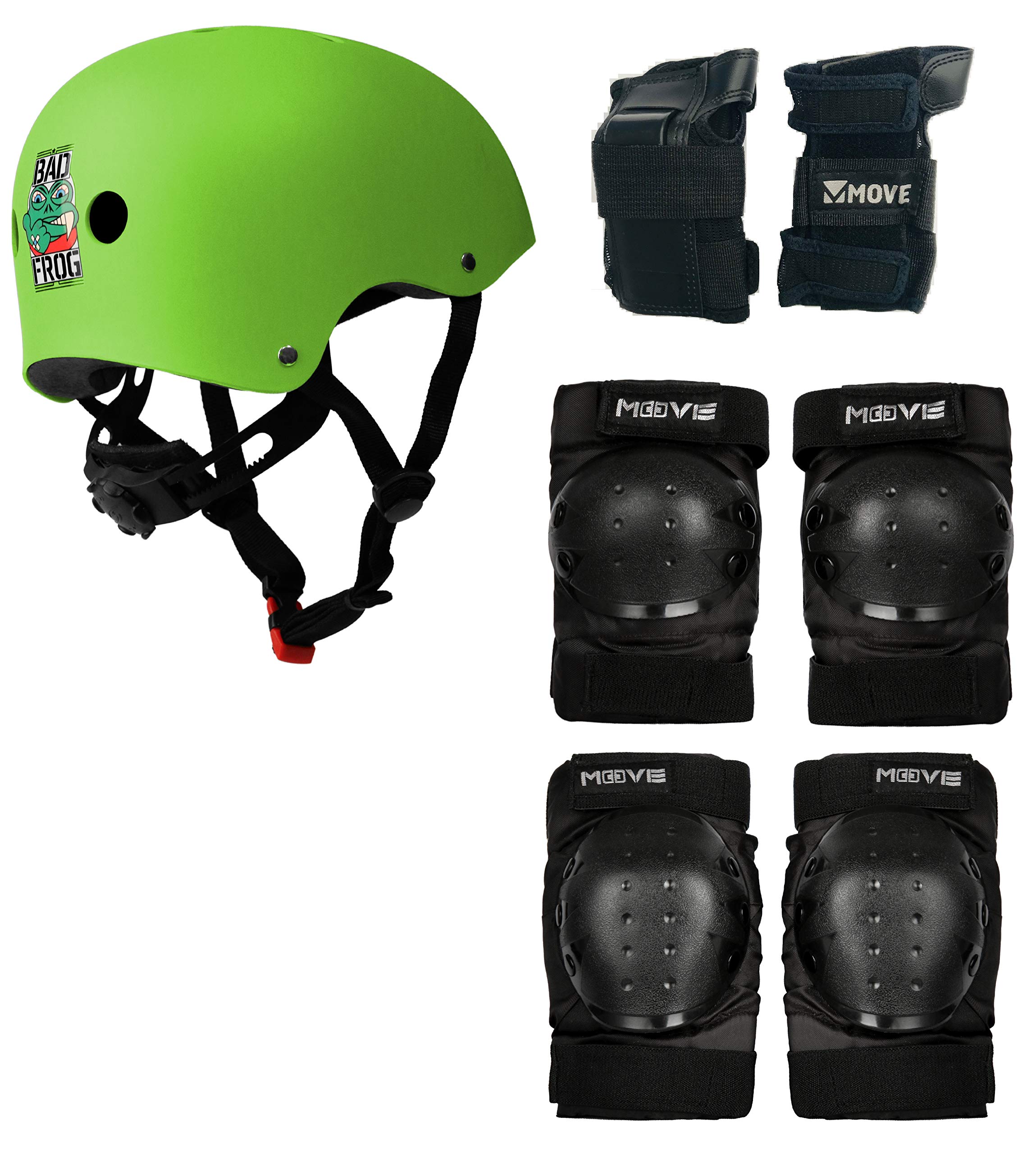 Set Protezioni - Casco + POLSIERE + GOMITIERE + Ginocchiere Verde