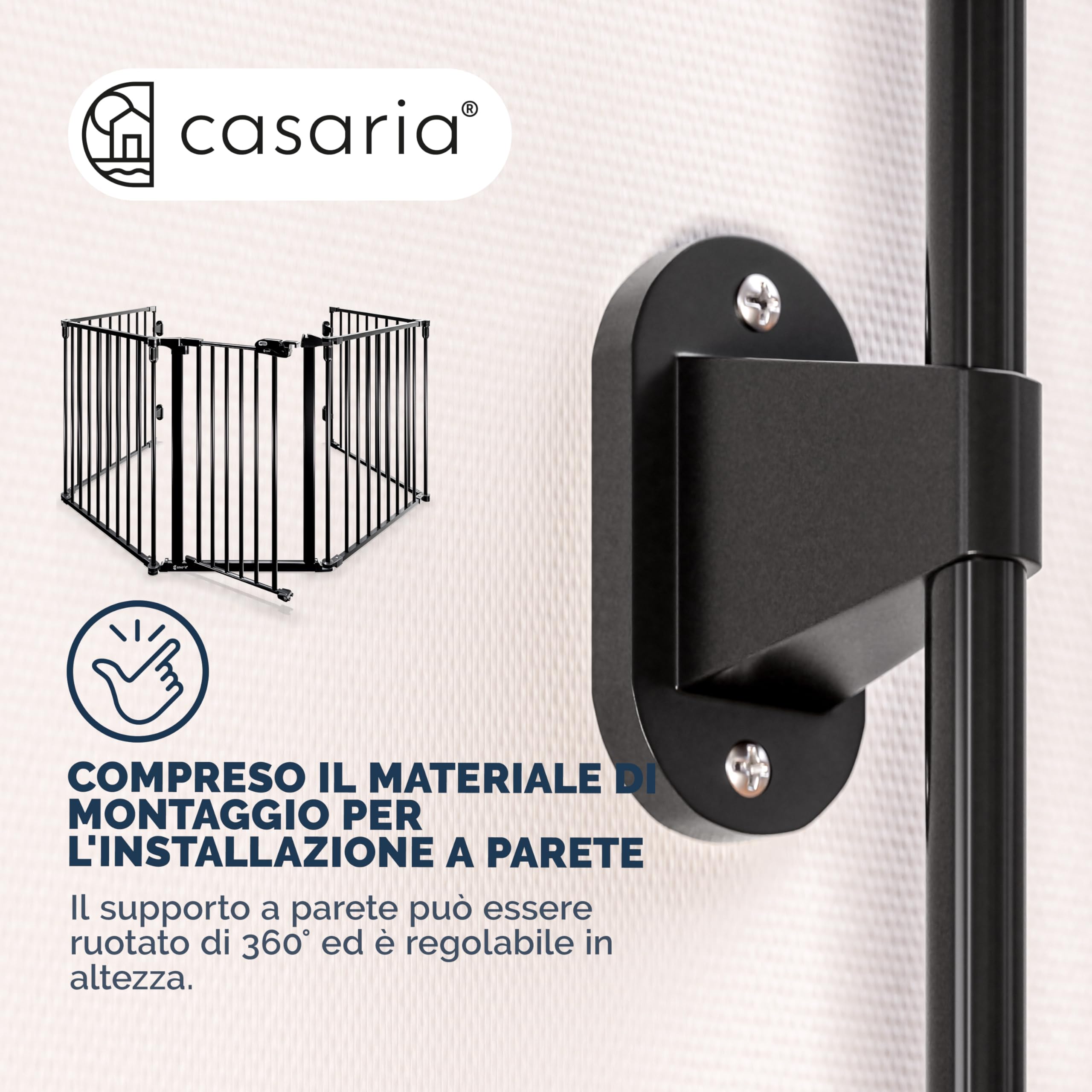 CASARIA Cancelletto di Sicurezza per 306x76cm Protezione | Sportello in Metallo 306x76cm Protezione Cani Animali Barriera, Cancello Camino Scale Stufa, Utilizzo sicuro, Uso flessibile
