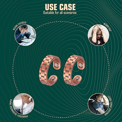 Miniatura 10 de FASCIO Anillos magnéticos para hombres y mujeres, anillo de cobre para dedos pulgar, joyería de cobre ajustable, regalo para artritis y alivio del