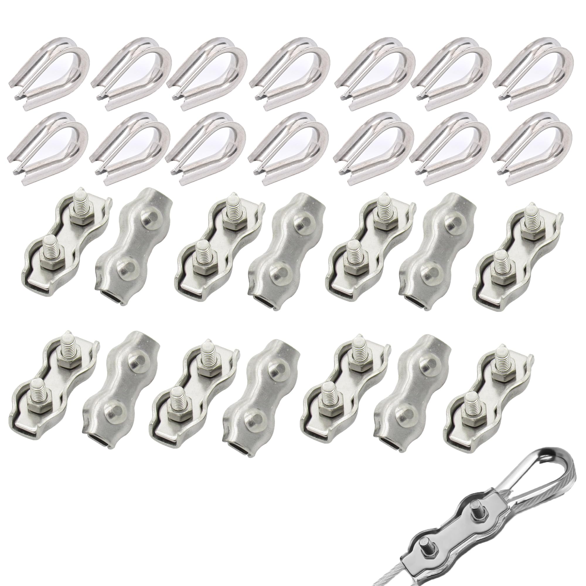 Morsetti Per Cavo Acciaio 14 Pezzi M4 - Acciaio Inox Per Cavi Ø4mm, Per Stendibiancheria E Fissaggi - Foto 8