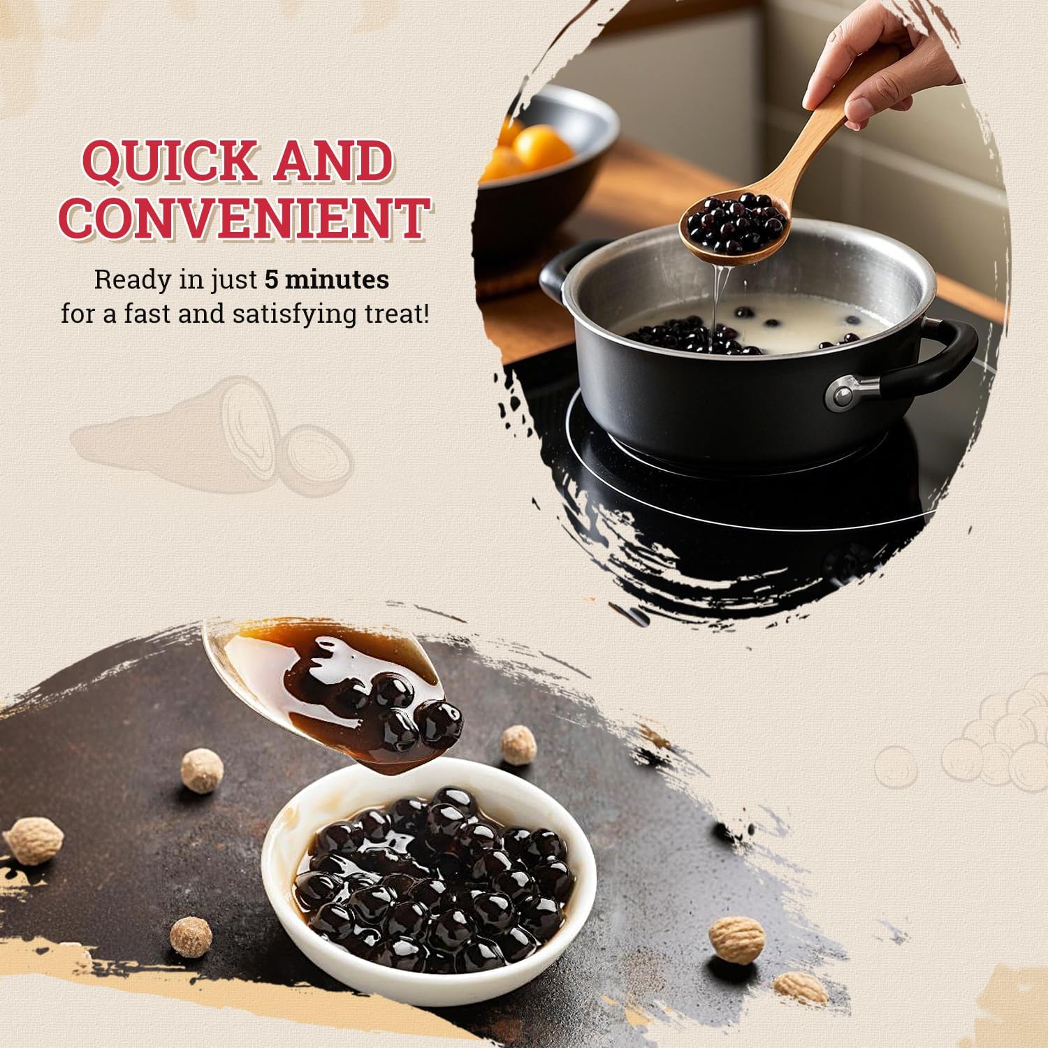 52USA Boba Tapioca Perla Sapore Di Zucchero Nero Fresco Bubble Tea Perla, 250 g, Perla di Tapioca Nera per Bolle, Pronto in 5 minuti (1 pezzo)