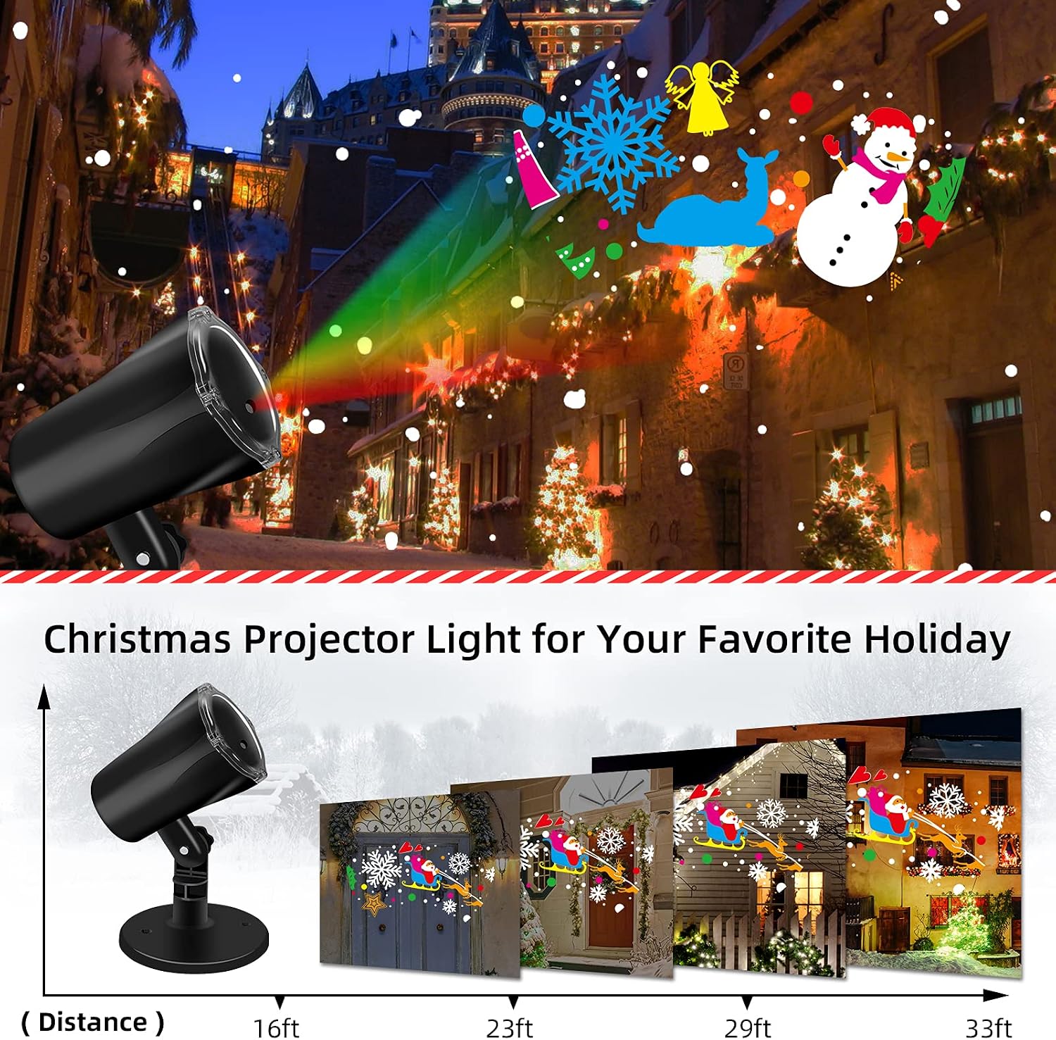 Christmas Projector Lights Outdoor Waterproof, LED Light Projector with 360° Automatic Rotation Function, Used for Celebrations, Xmas, Family Party, Home Decorative Lighting