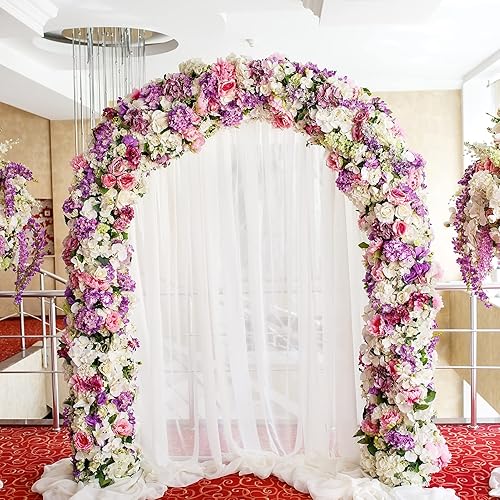 Miniatura 7 de DOEWORKS Soporte de telón de fondo de arco de boda dorado de 6.5 pies para boda, exhibición floral con parte superior semicírculo, fiesta de