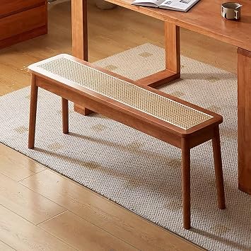 JHDXL Indoor Bench Wicker for Entryway Bench, Solid Wood Dining Bench, for Living Room, Dining Room, Hallway, Bedroom, Entryway, BathroomBrown,80cm/31.5in