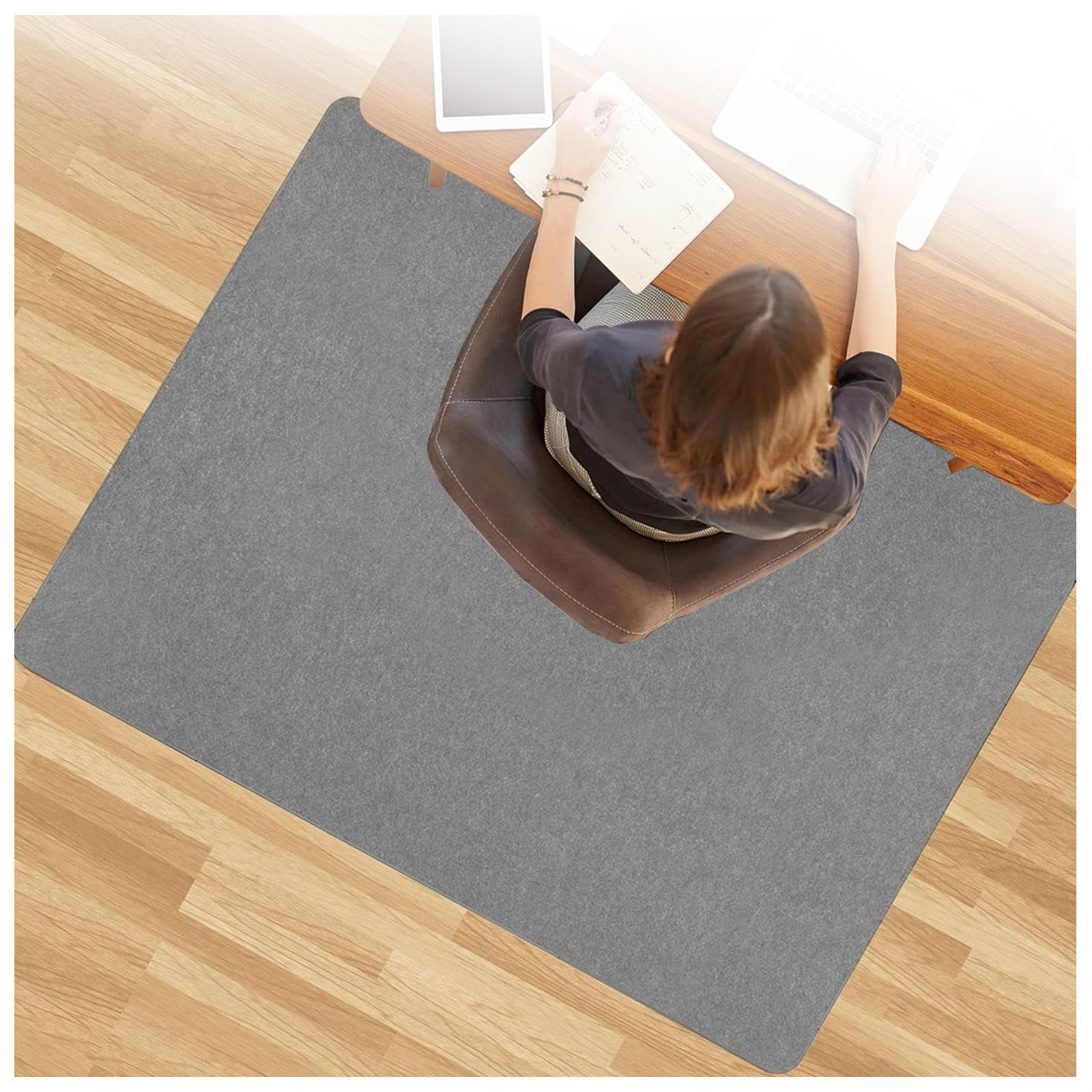 Office Chair Mat for Carpet Easy Glide, Anti-Slip Backing,Easy to Clean, Chair Mat for Hardwood Floor Desk Mat for Carpet for Desk, Office, Home,Gray-90×150cm