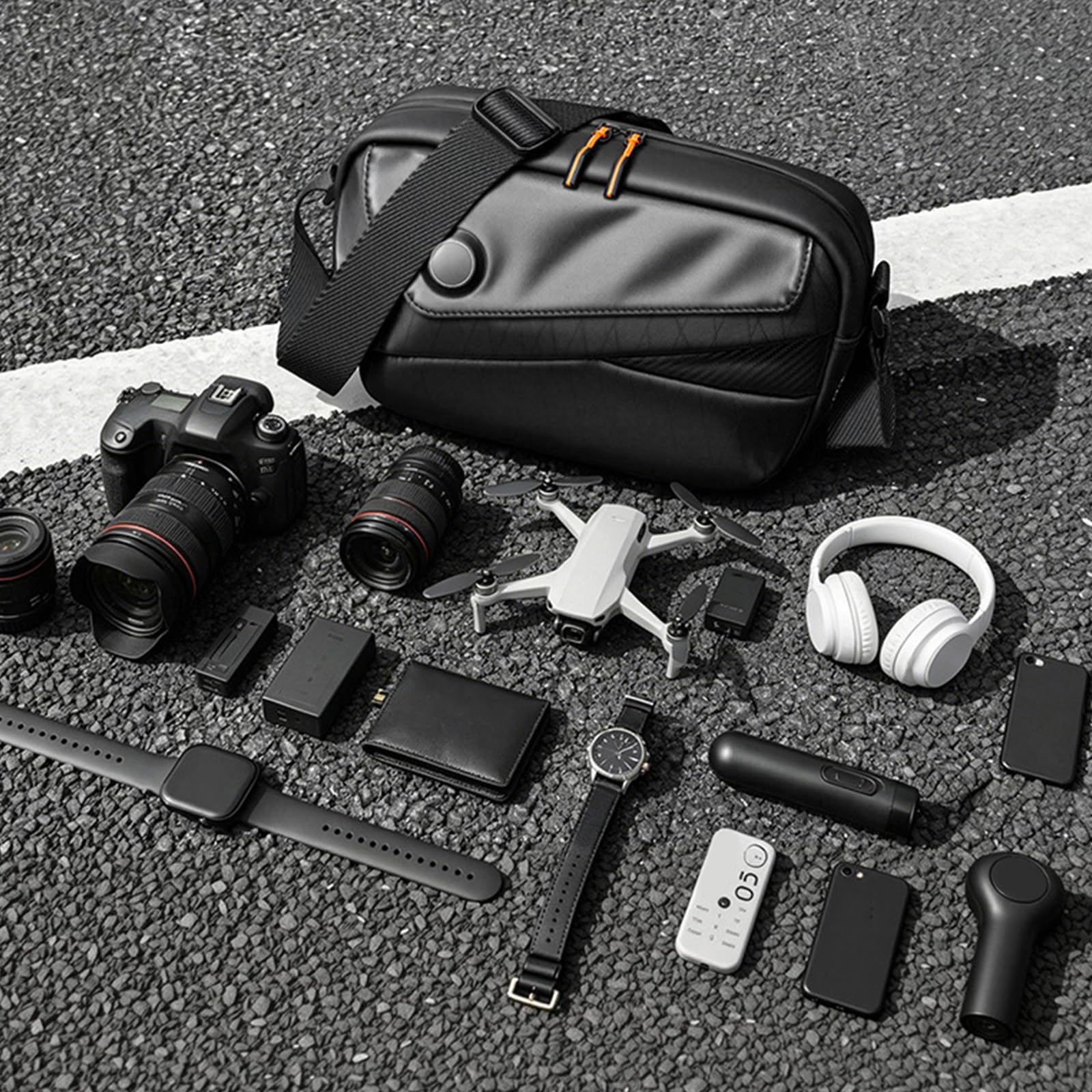 Pratica borsa a tracolla per fotocamera da uomo in poliestere con tracolla regolabile per fotografi all'aperto Design alla moda DSLR borsa a tracolla