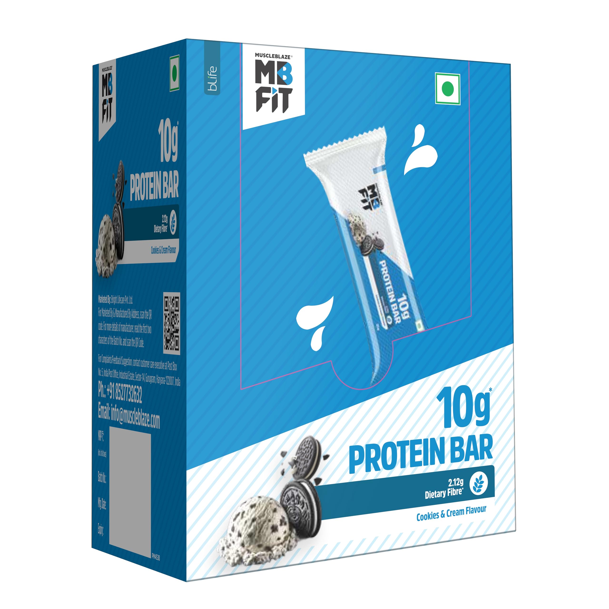 10 Grams Protein Bar(Cookies & Cream, Pack Of 6)| Protein Blend, Healthy Protein Snacks | For Energy & Fitness