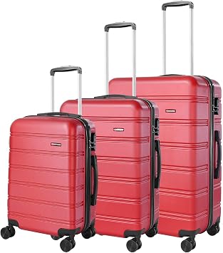 Reyleo - Juego de maleta, maleta de cabina, maleta rígida, maleta, 8 ruedas  giratorias, resistente y rígida, 55/67/77 cm, rojo : Amazon.es: Equipaje