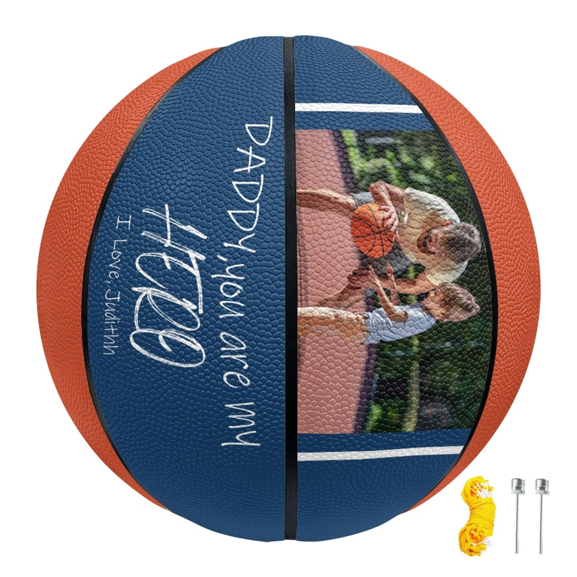 YUWVVCV Best Dad Ever,Personalized Basketball with Photo and Name,Indoor and Outdoor with Text,Customized Gift for Dad,Son,Friend (styleA-05)