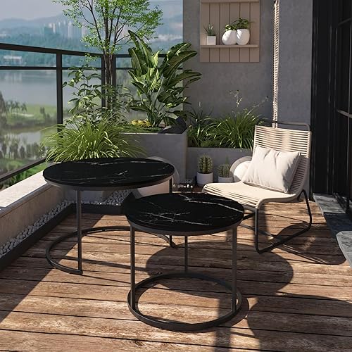 Miniatura 27 de KEVINSPACE Mesa auxiliar redonda pequeña para sala de estar, mesa auxiliar circular de madera, mesita de noche para apartamento, dormitorio, Ø 23.4"