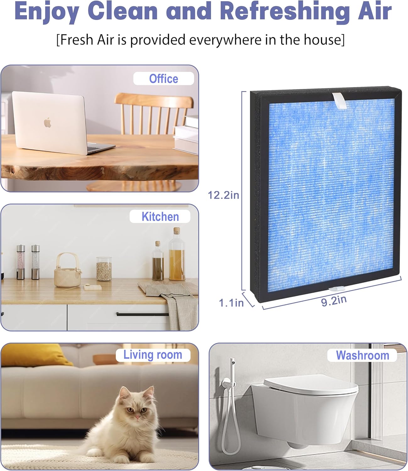 BS-14 Replacement Filter Compatible with Slevoo BS-14 Air Purifier, with 4 Stage Filtration, H13 HEPA Activated Carbon Pre-filter