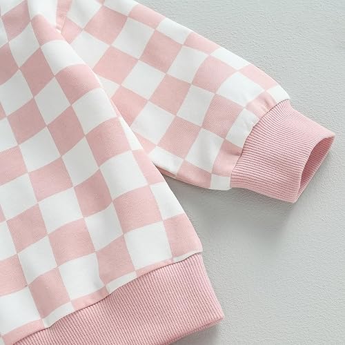 Miniatura 6 de Conjunto deportivo de 2 piezas para bebé niño y niña con diseño de punto gofre, sudadera a cuadros de ajedrez, sudadera a cuadros