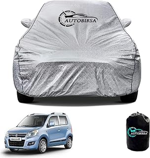 AUTOBIRSA Waterproof Car Body Cover for Maruti Wagonr with Mirror and Antenna Pocket and Soft Cotton Lining (4 Side Elasti... Price In India