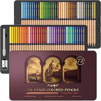 72 Oil Colored Pencils, Soft Core for Coloring & Drawing