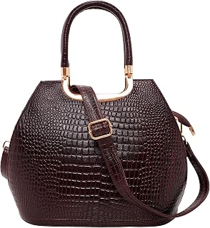 RICHSIGN LEATHER ACCESSORIES Chatai Print Full-Grain Natural Cro Leather Top-Handle satchel Handbags & Shoulder Cross Body... Price In India