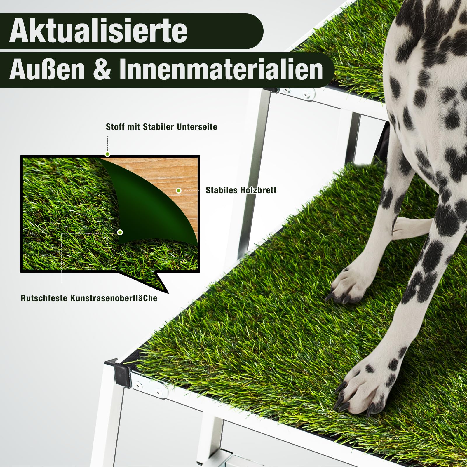 Extra Breit Hunderampe Auto Klappbar,Hundetreppe für Große Hunde mit rutschfeste Kunstrasen-Oberfläche, Leichtgewicht Aluminium Hundeleiter, Faltbar Hundetreppe für Auto, Lastwagen Und SUV