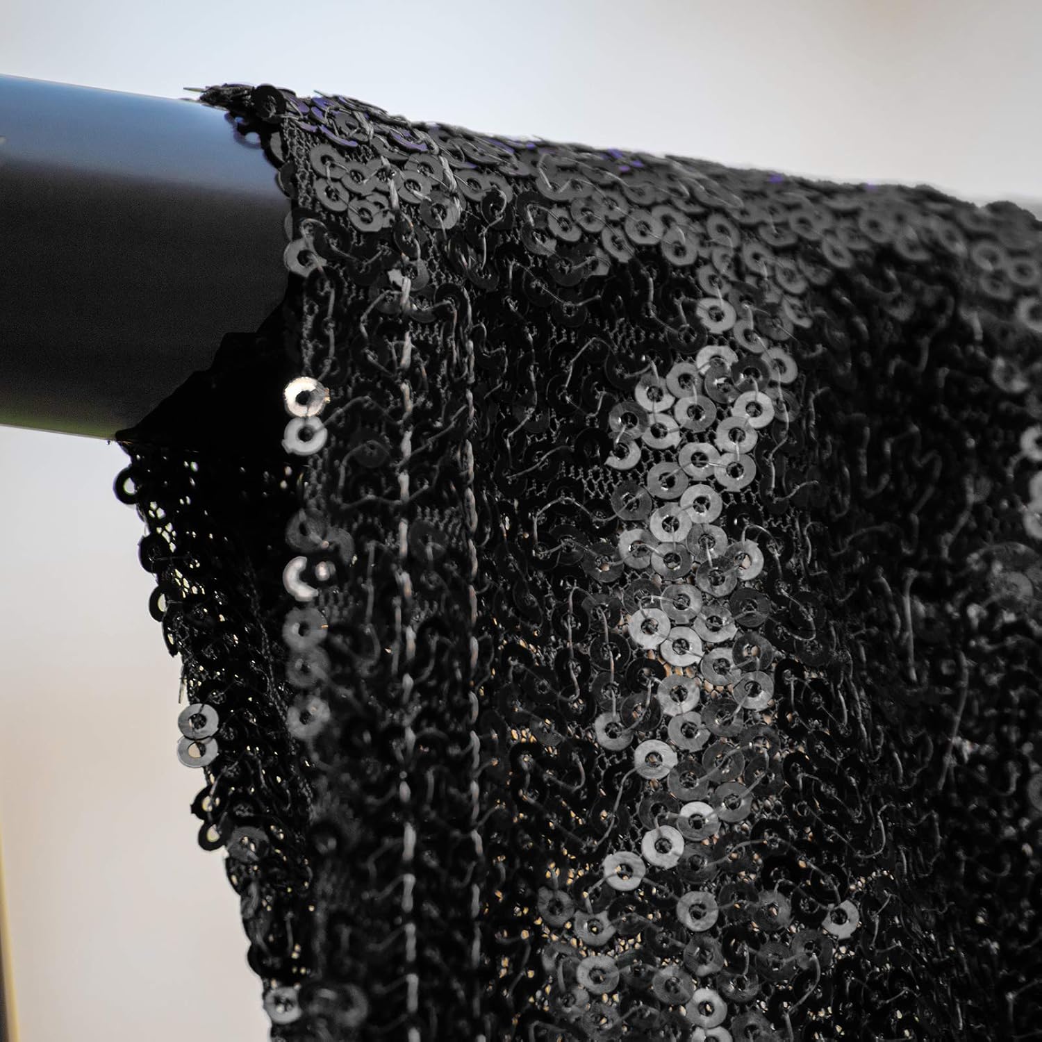 JYFLZQ Black Sequin Backdrop Curtain 4x10ft(WxH) 2 Panels Glitter Sequence Backdrop for Parties Photo Booth Photography Background Drapes for Halloween Birthday Graduations