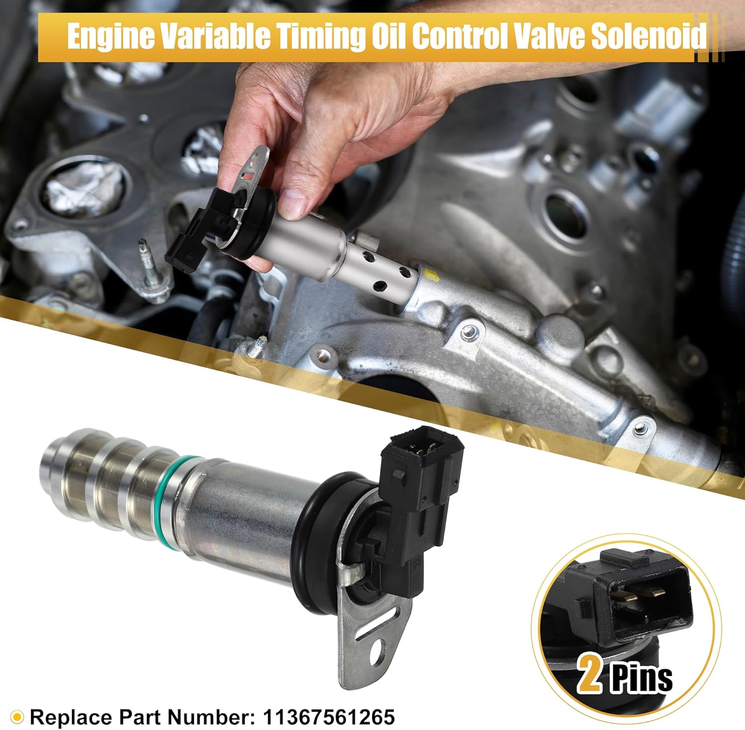 uxcell 4pcs Left Right Variable Valve Timing Solenoid VVT for BMW M3 M4 M2 3.0L 2015-2018 Engine Camshaft Oil Control Valve No.11367561265