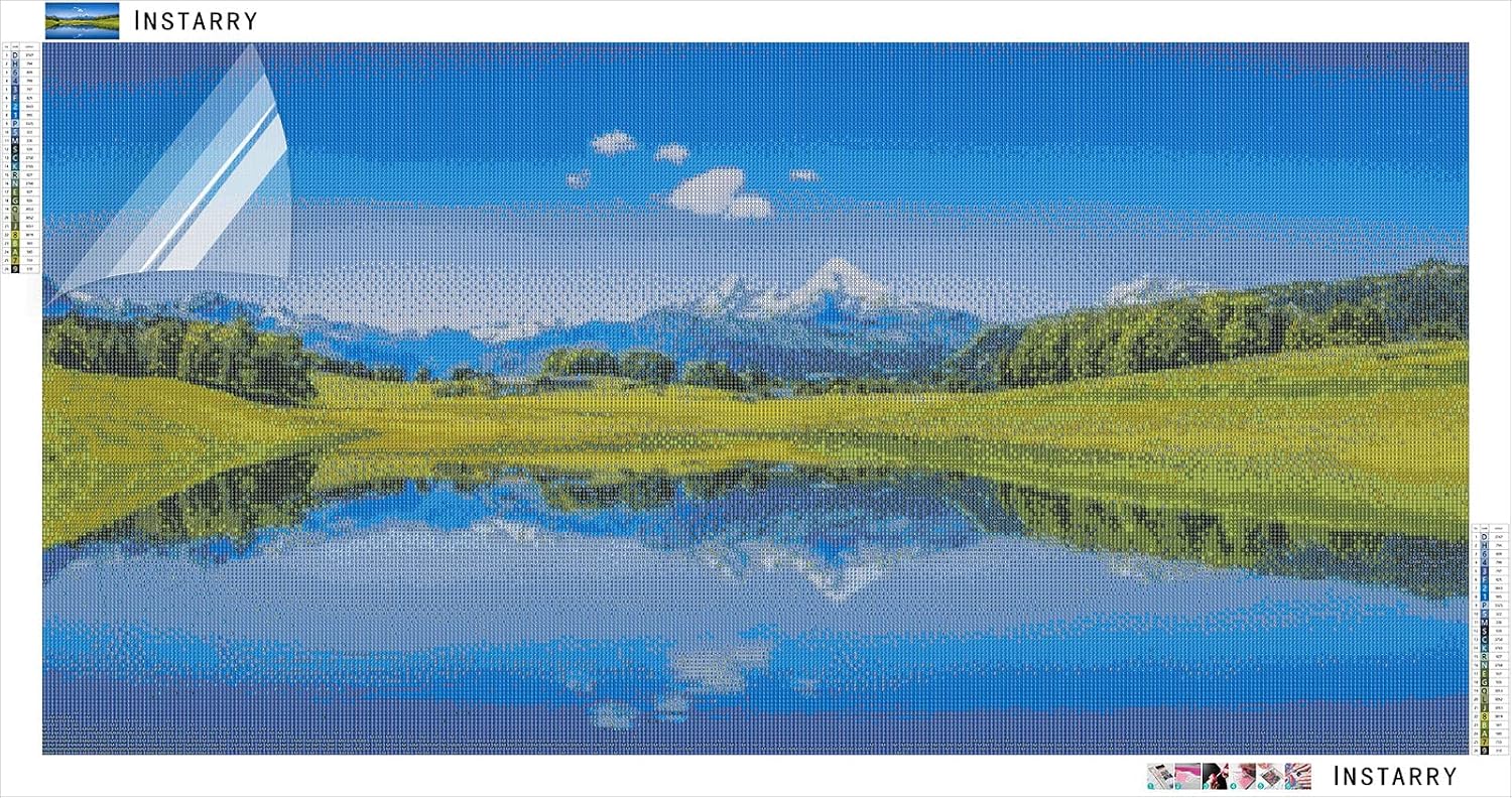 Instarry 5D Diamond Painting Full Drill Lake Scenery Mosaic Crystal Embroidery Living Room Wall Decor Arts and Crafts 39.4x15.7 inch