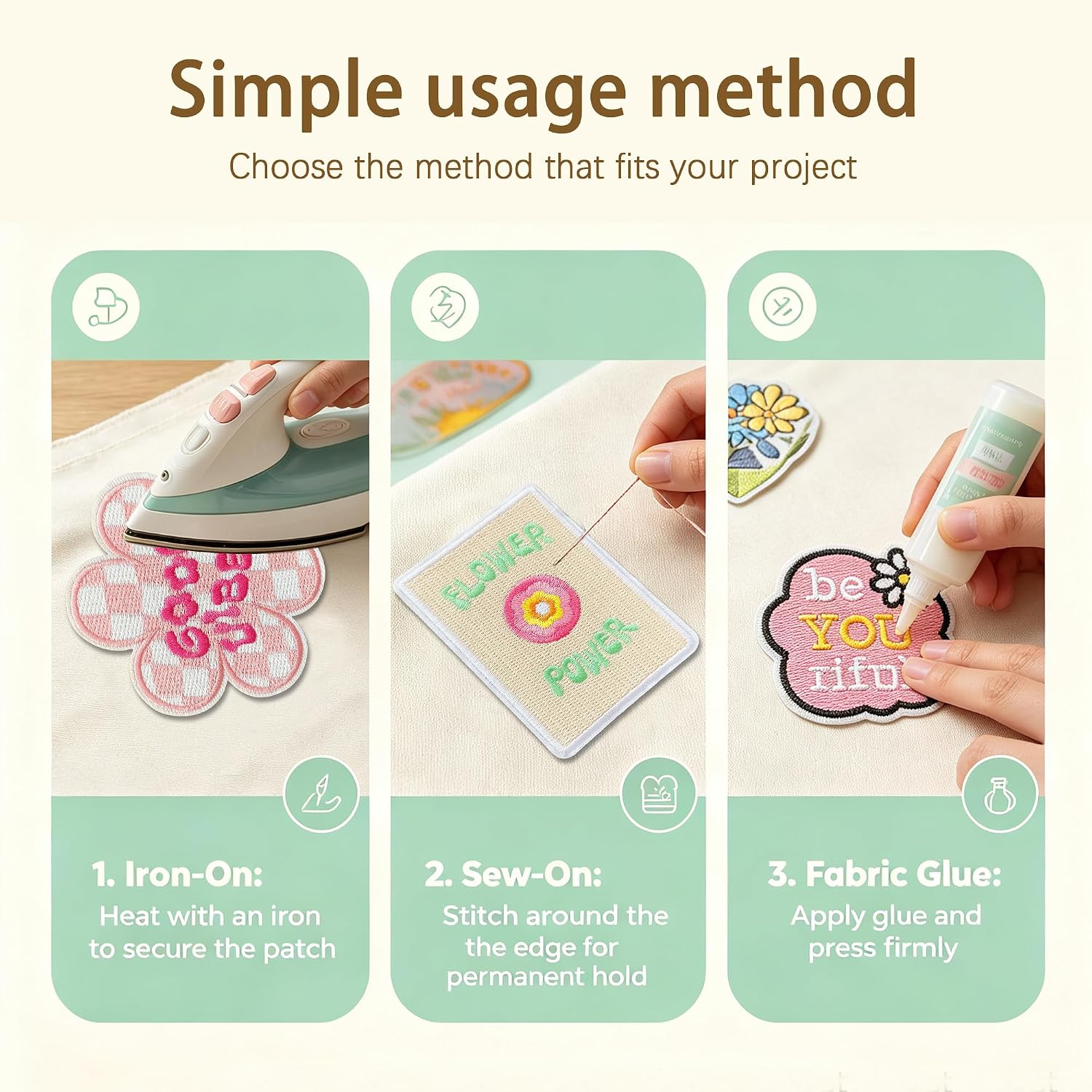 26 PCS Iron-On Embroidery Applique Patches for Clothes